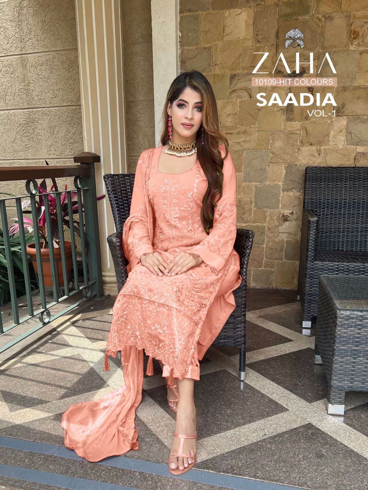 zaha saadia vol 1 10109 designer georgette suit 