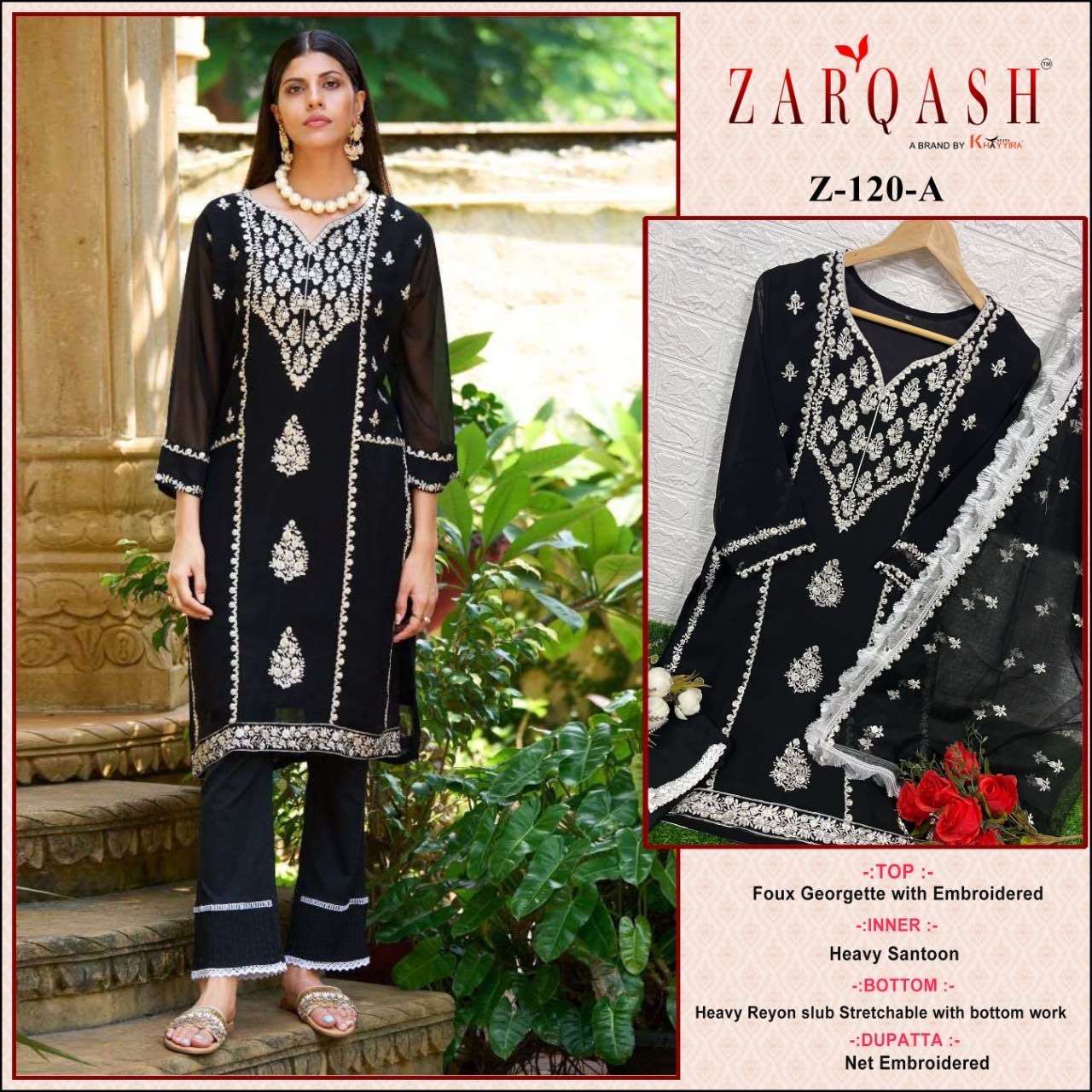 zarqash Z-120 faux georgette suit 
