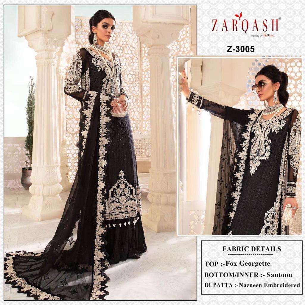 Zarqash Z 3005-3007 Fox Georgette embroidery suit 