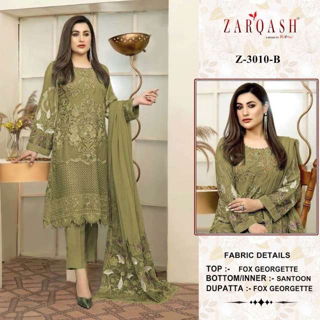 Zarqash Z 3010 faux Georgette With Khatail Work suit