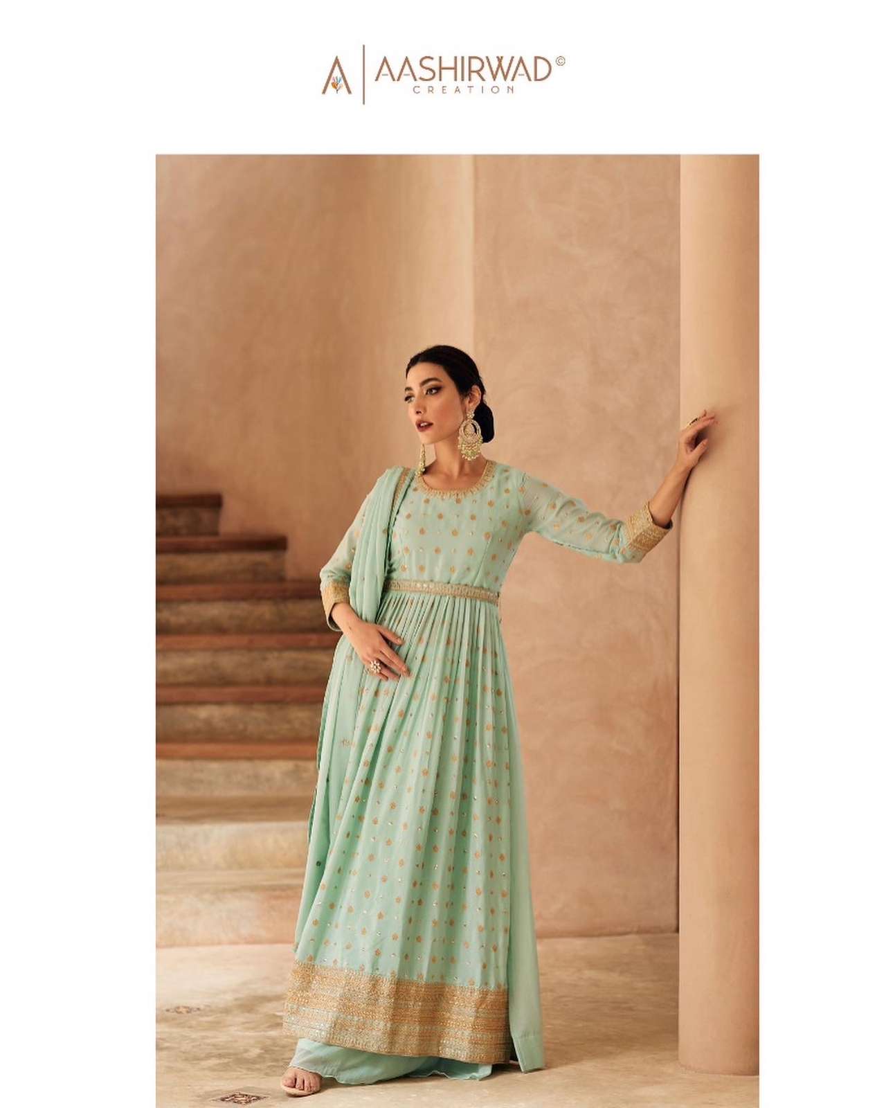 aashirwad zara designer chinon real georgette suit