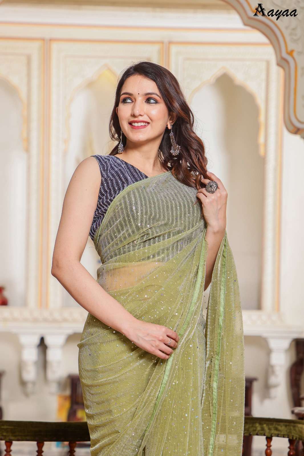 aayaa aaradhna vol 6 series 6001-6004 Heavy Netting Fabric saree