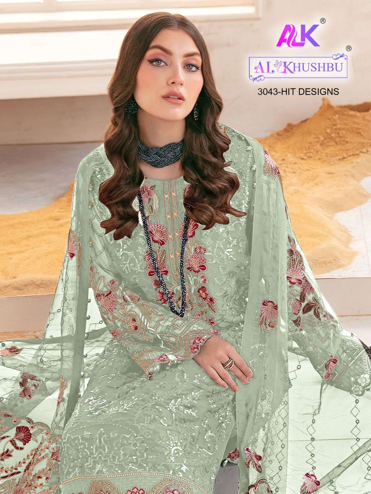 al khushbu 3043 R-U faux georgette embroidery suit