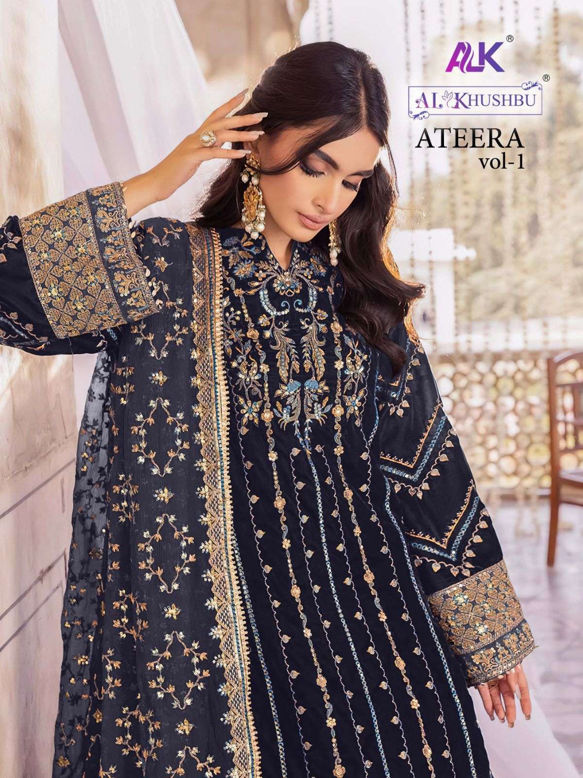 al khushbu ateera vol 1 series 4015 georgette embroidered suit 