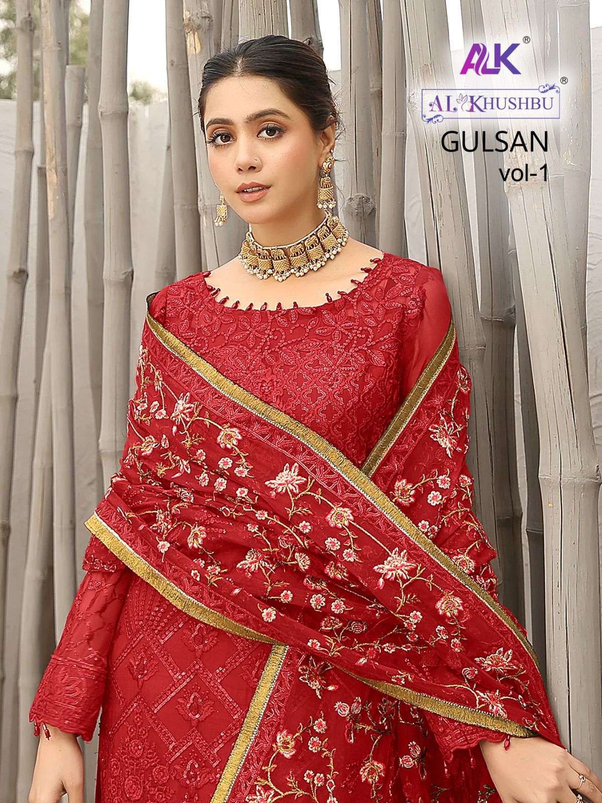 al khushbu gulsan vol 1 series 4042 georgette embroidered suit 