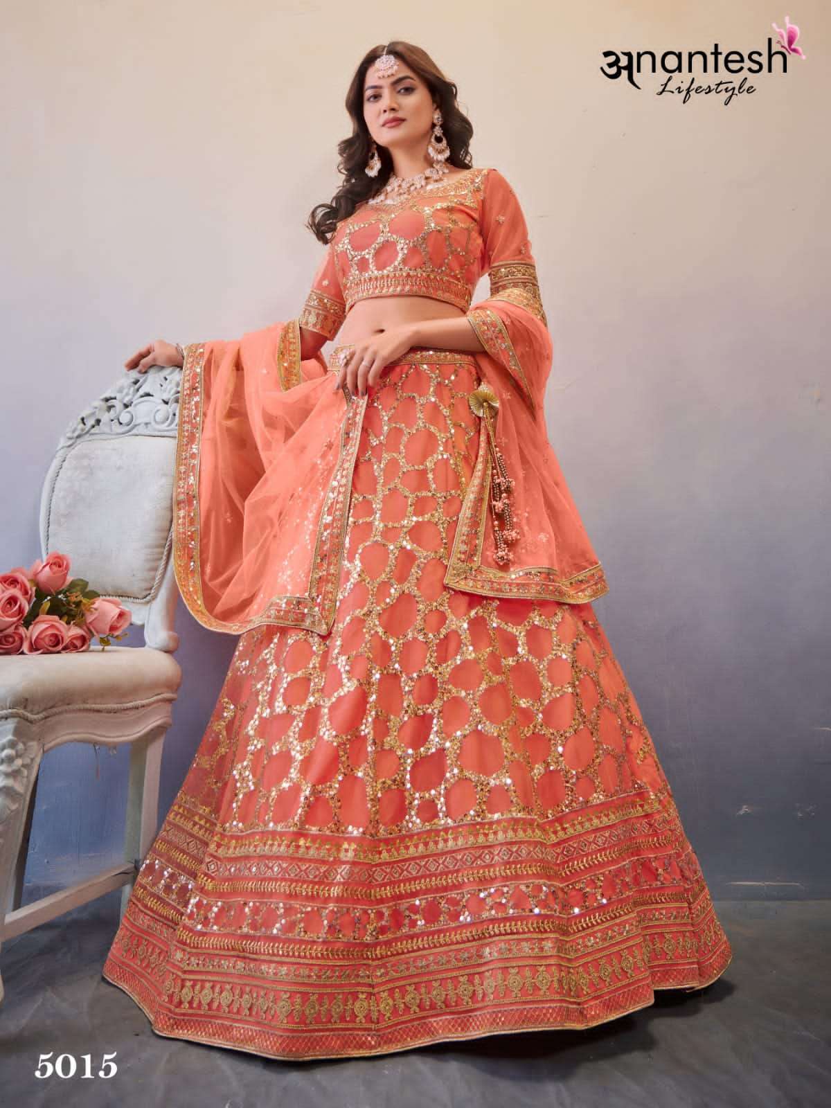 anantesh occassions vol 4 series 5012-5016 butterfly net lehenga