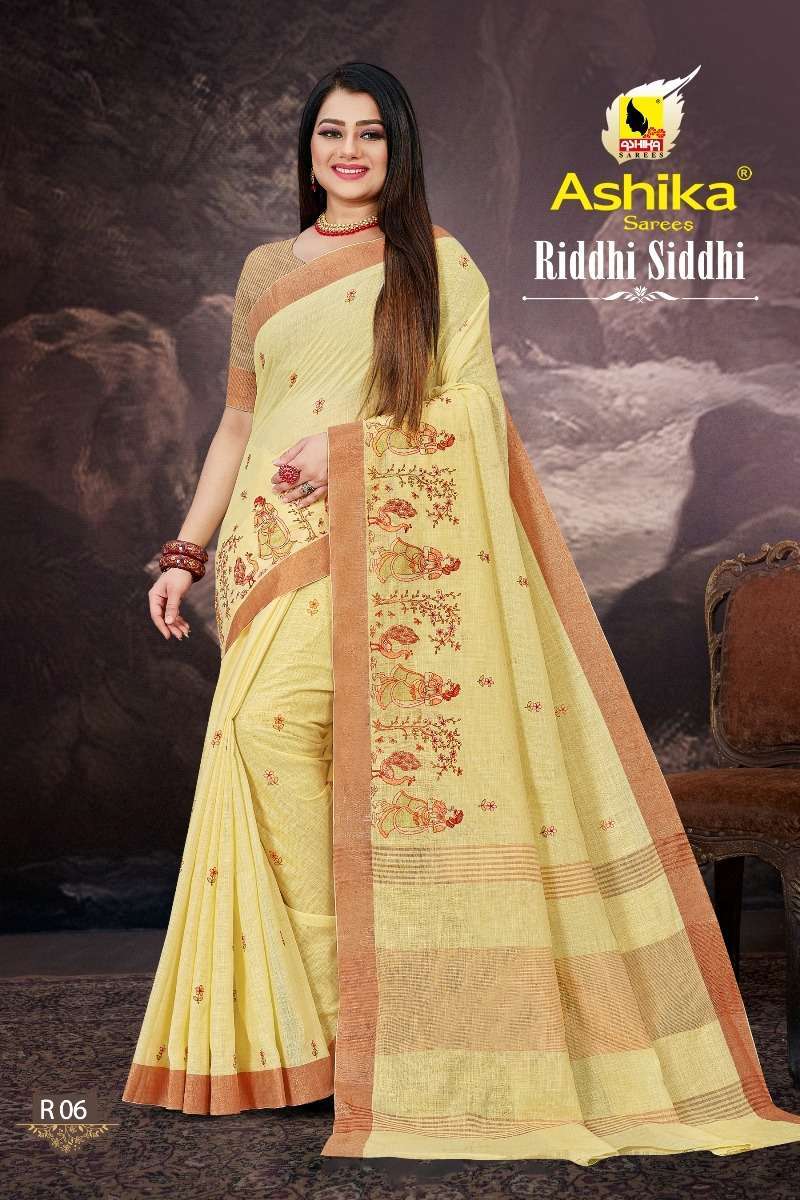 ashika saree riddhi siddhi series 01-06 linen saree