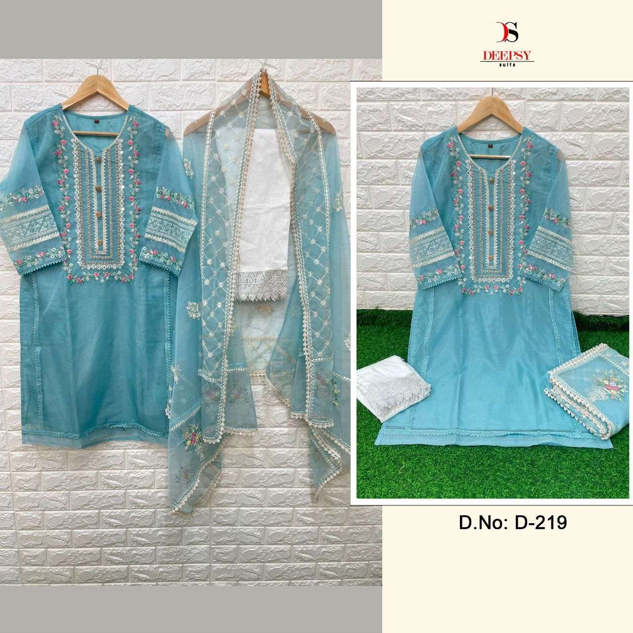 deepsy D-219 Pure orgnaza with embroidery & khalti work suit