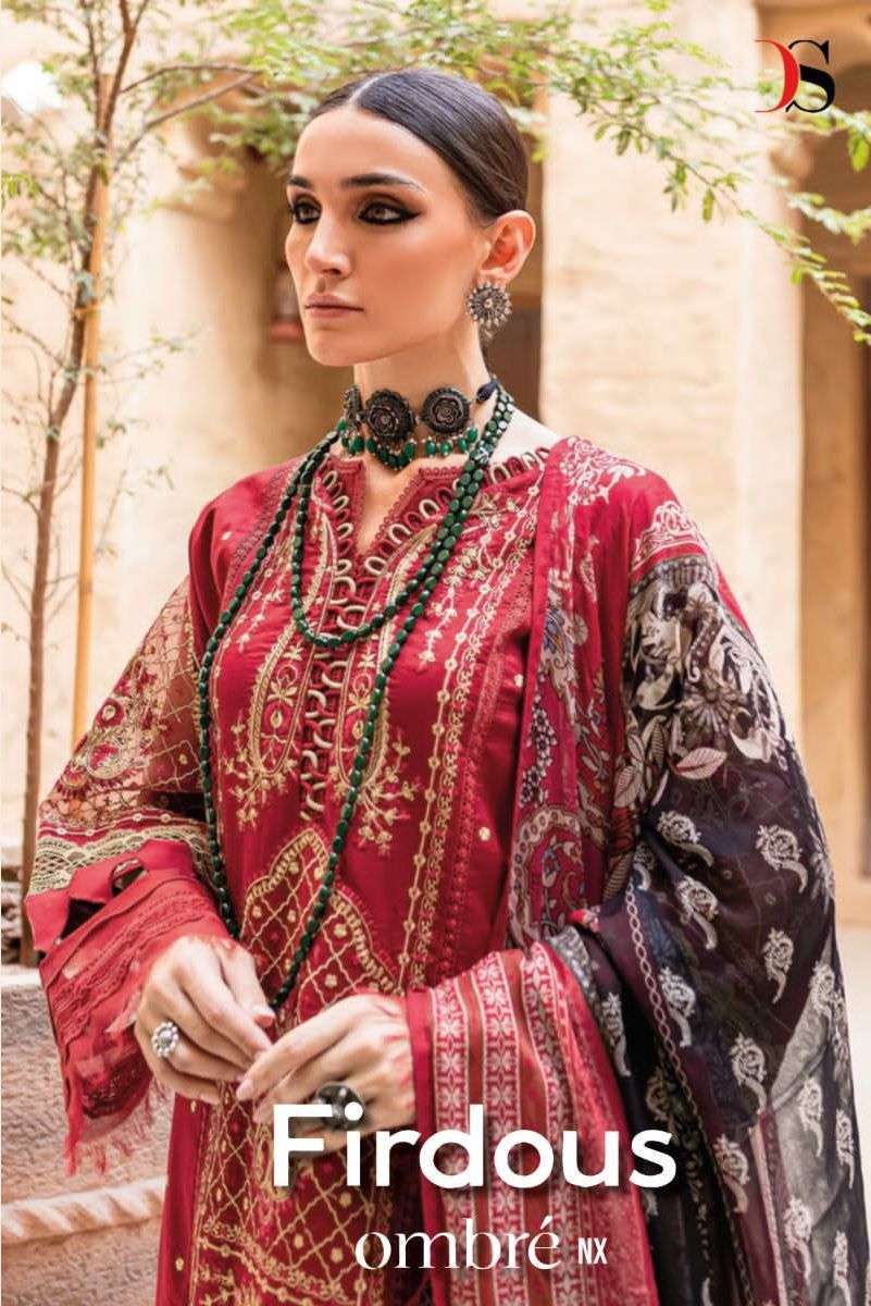 deepsy firdous ombre embroidered nx series 2033-2037 Pure cotton suit