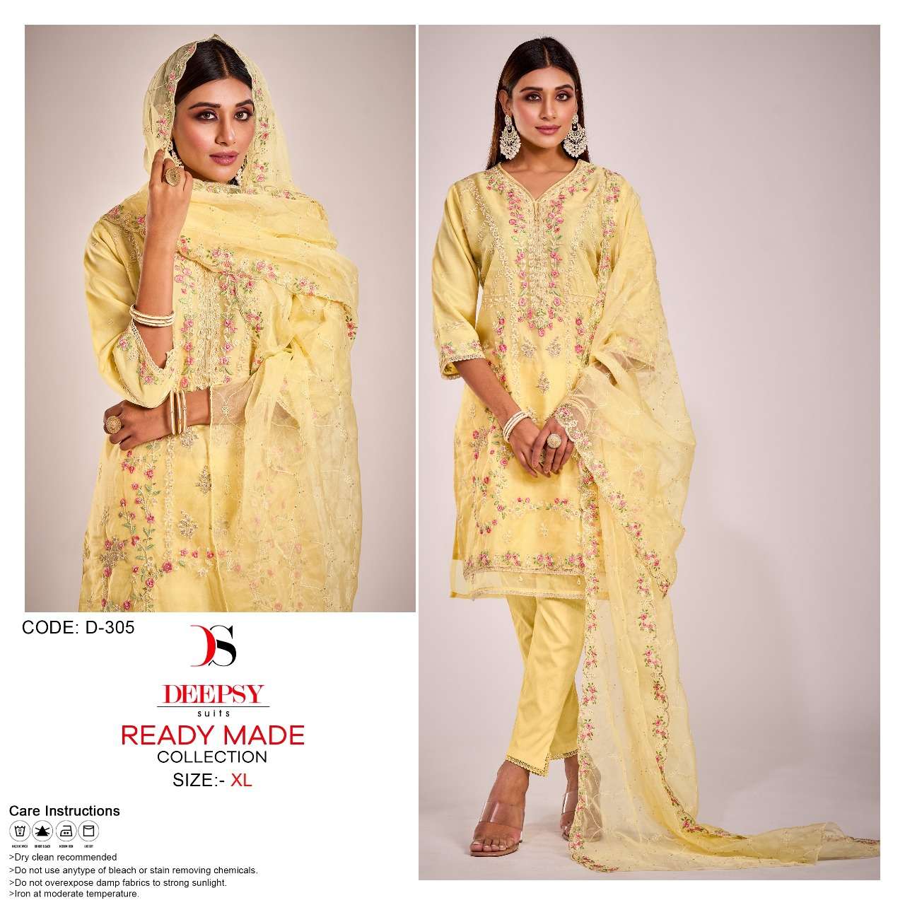 deepsy suits D-305 designer pure organza suit 