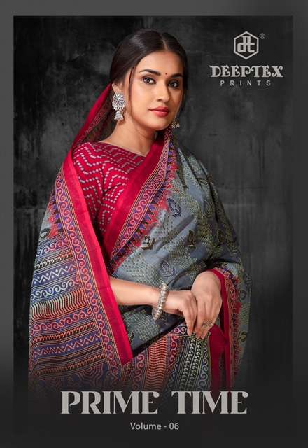 Deeptex Prime Time Vol-6 series 6001-6010 pure cotton saree 