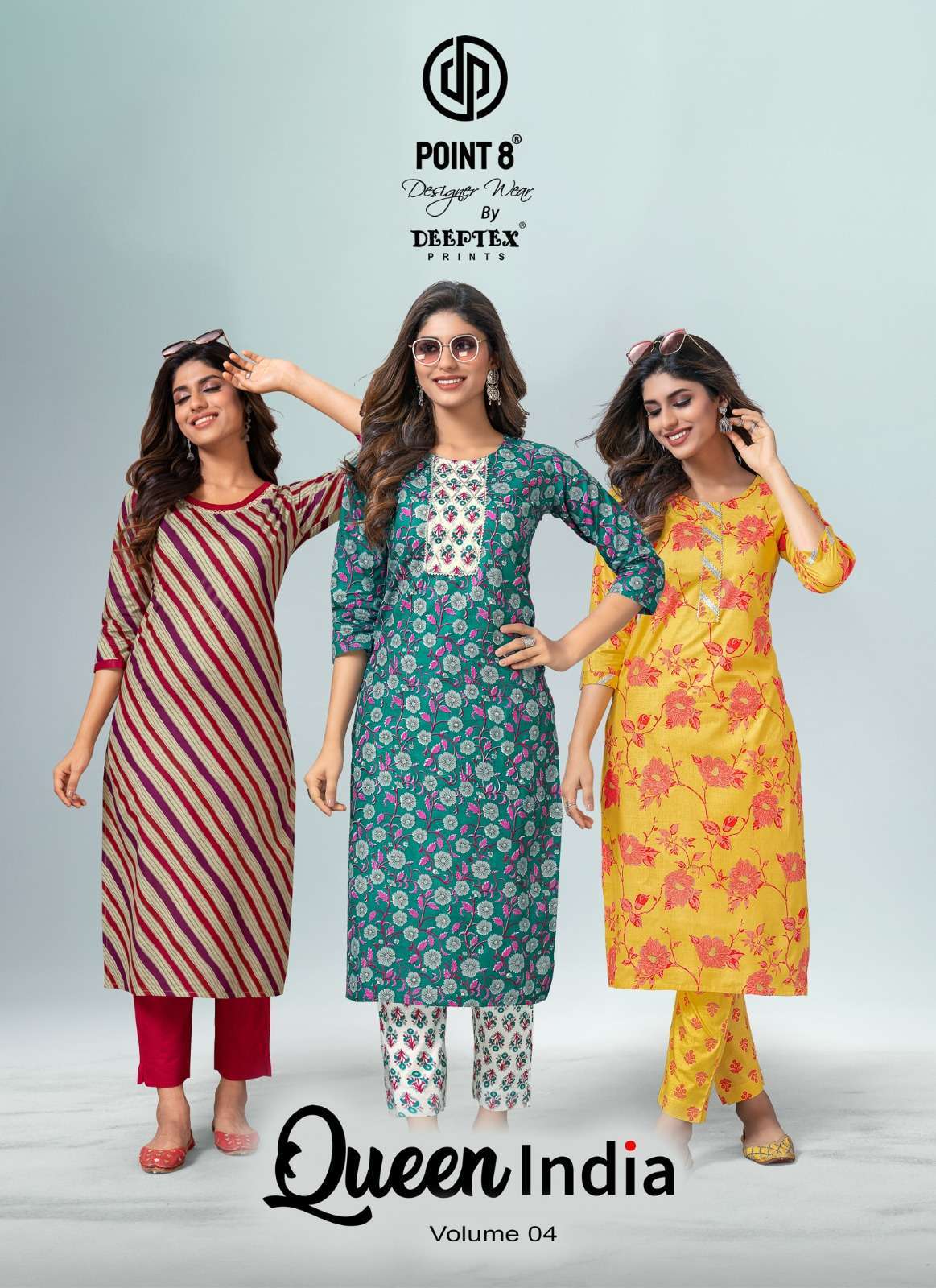 deeptex queen india vol 4 series 4001-4010 pure cotton kurti with pant 
