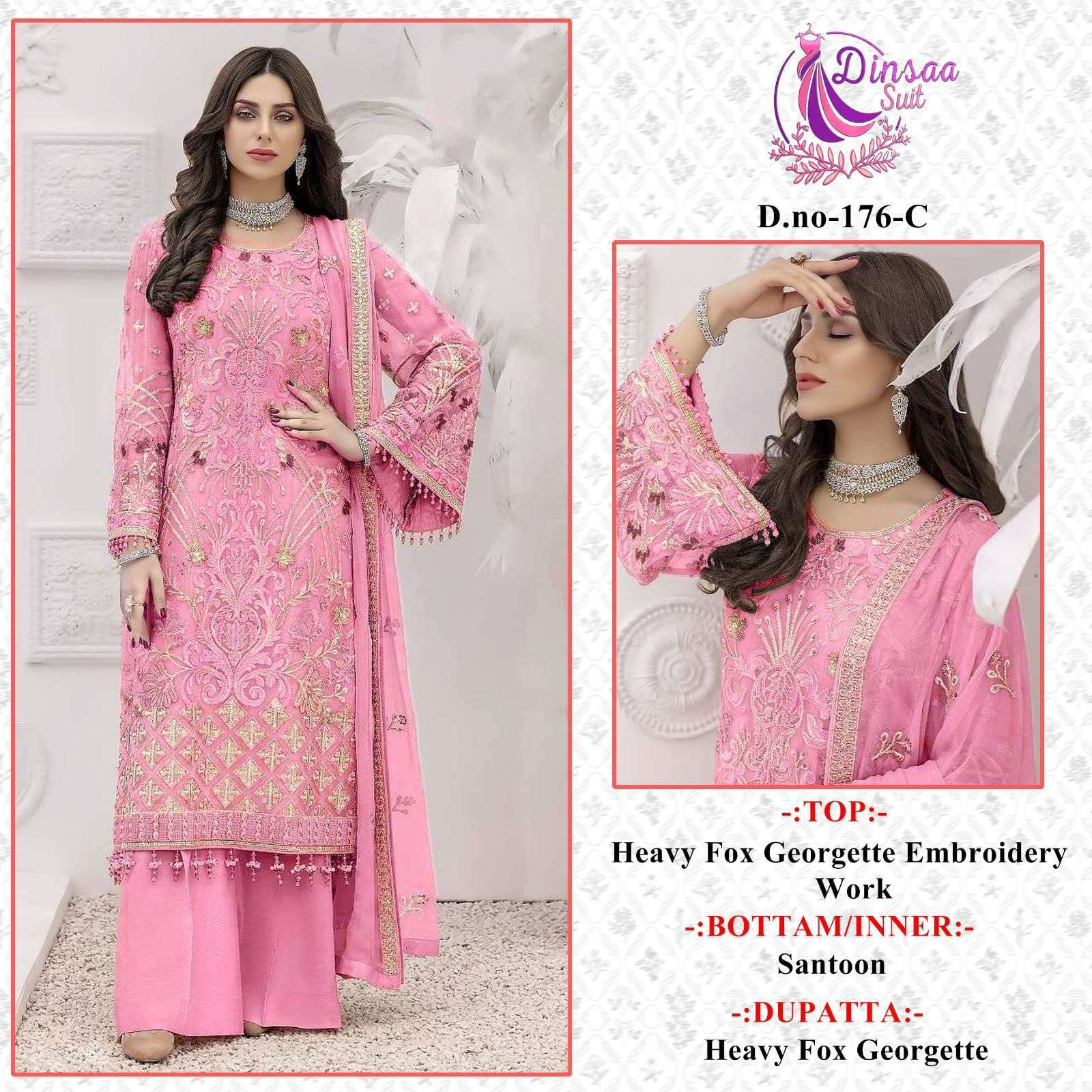 dinsaa suit DS-176 faux georgette embroidery suit 