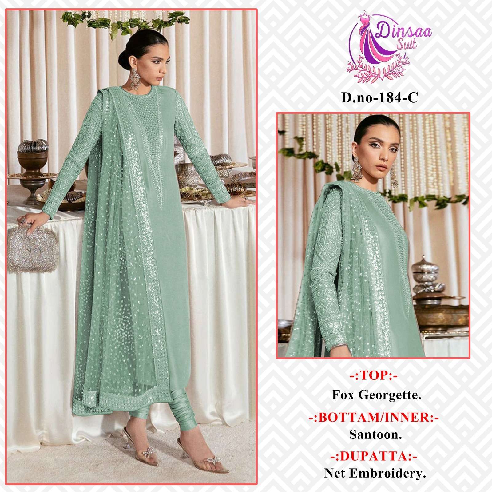 dinsaa suit DS-184 designer georgette suit 