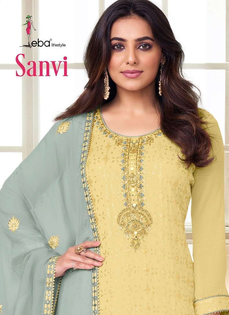 eba sanvi series 1511-1514 heavy chinon embroidery work suit 