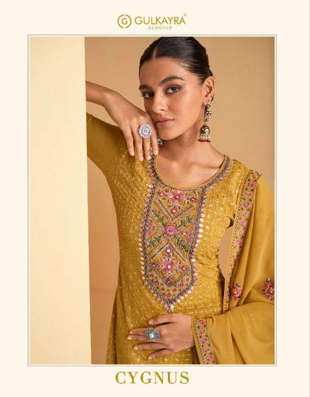 gulkayra cygnus designer real georgette suit 