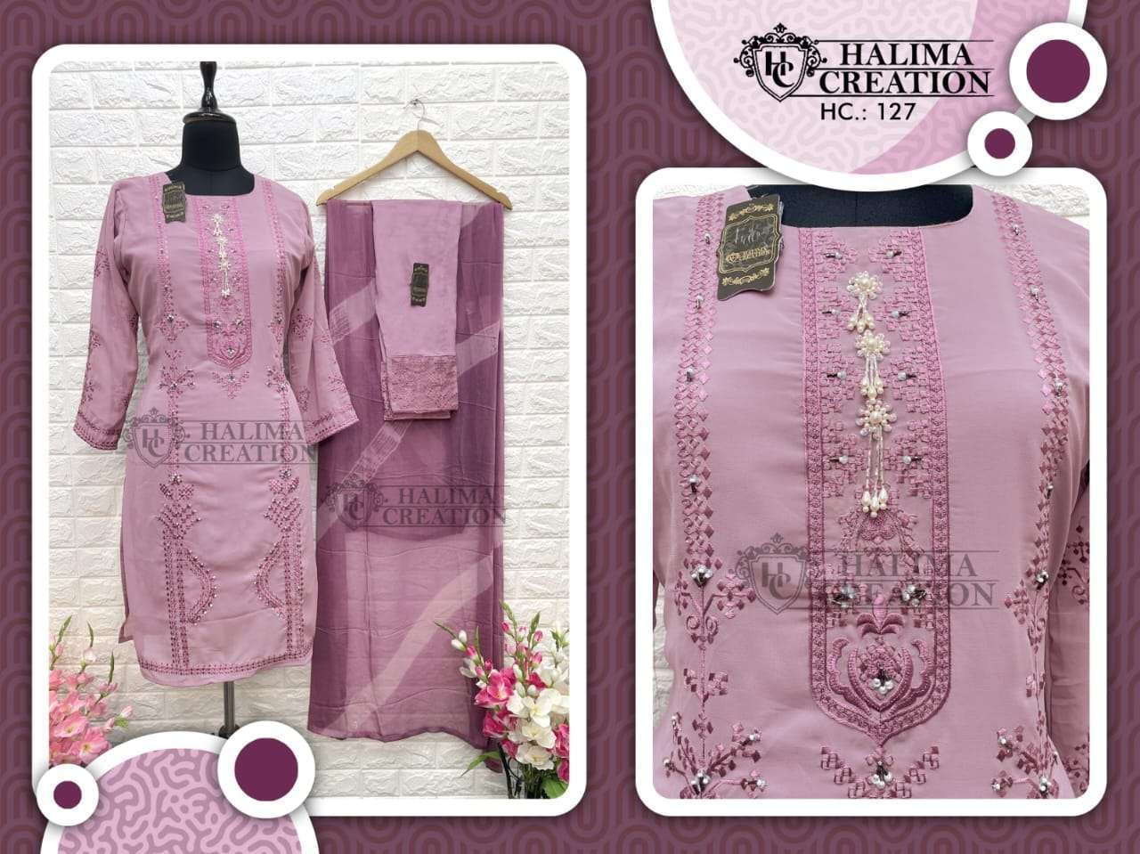 halima creation hc 127 Pure Georgette readymade suit 