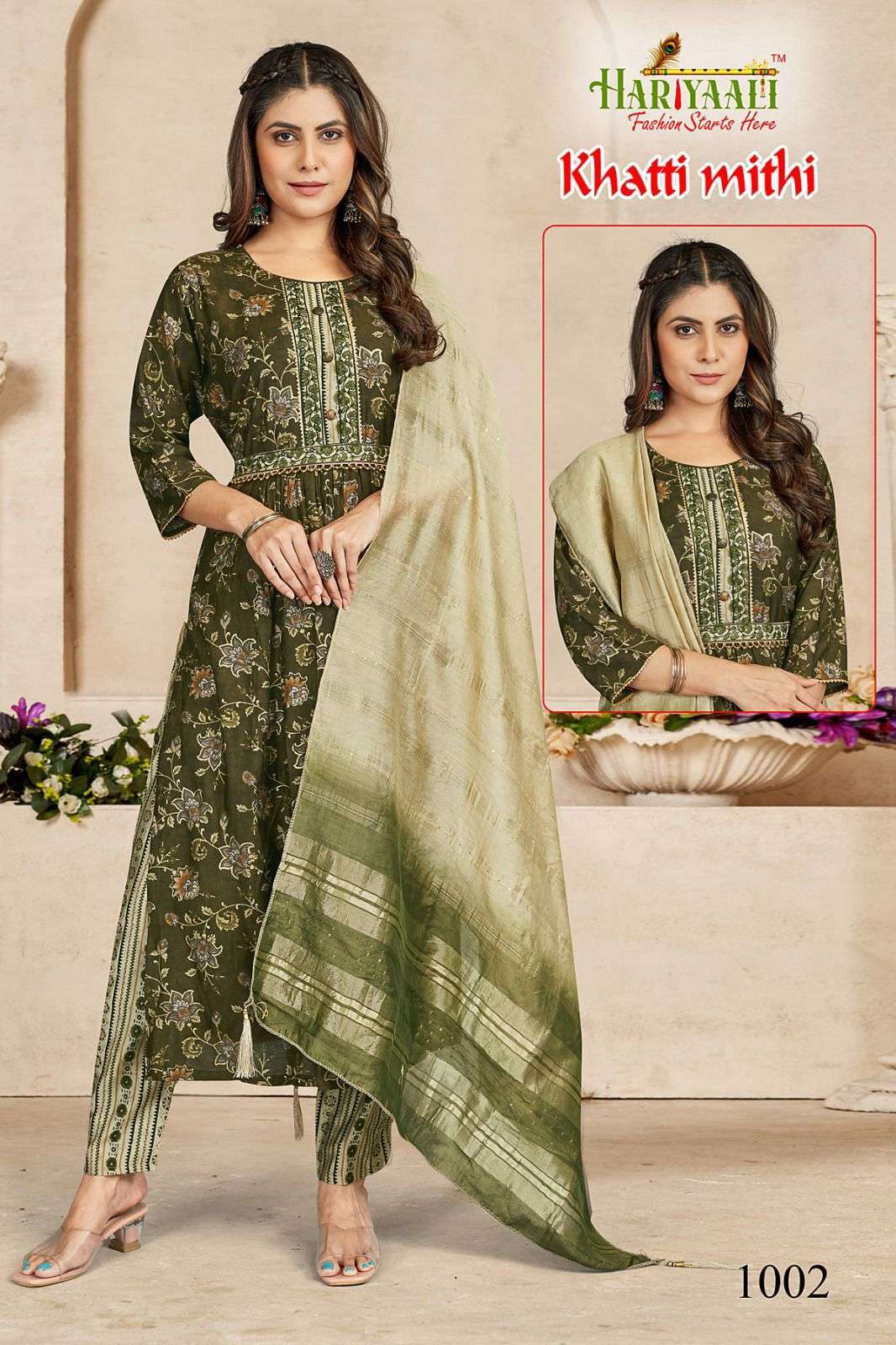 hariyaali khatti mithi series 1001-1022 modal readymade suit 