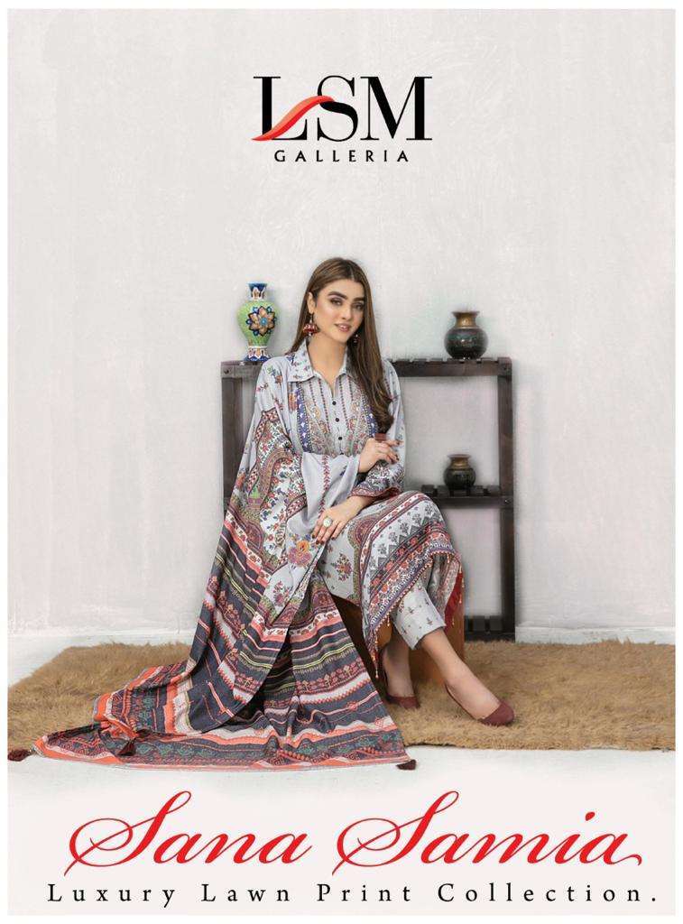 lsm galleria sana samia lawn print collection series 101-106 lawn suit 