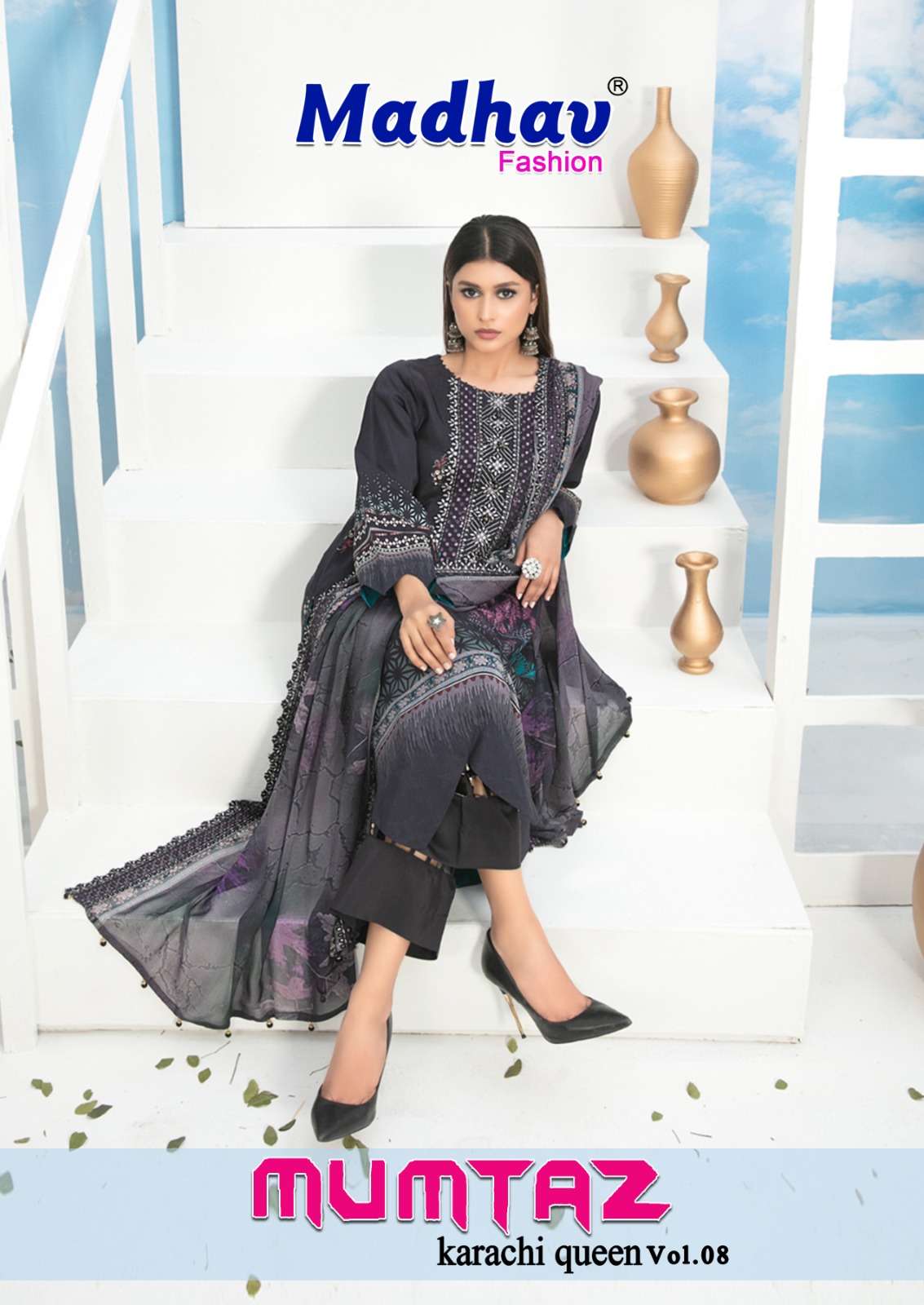 Madhav Mumtaz Karachi Queen vol-8 series 8001-8006 pure Cotton suit 