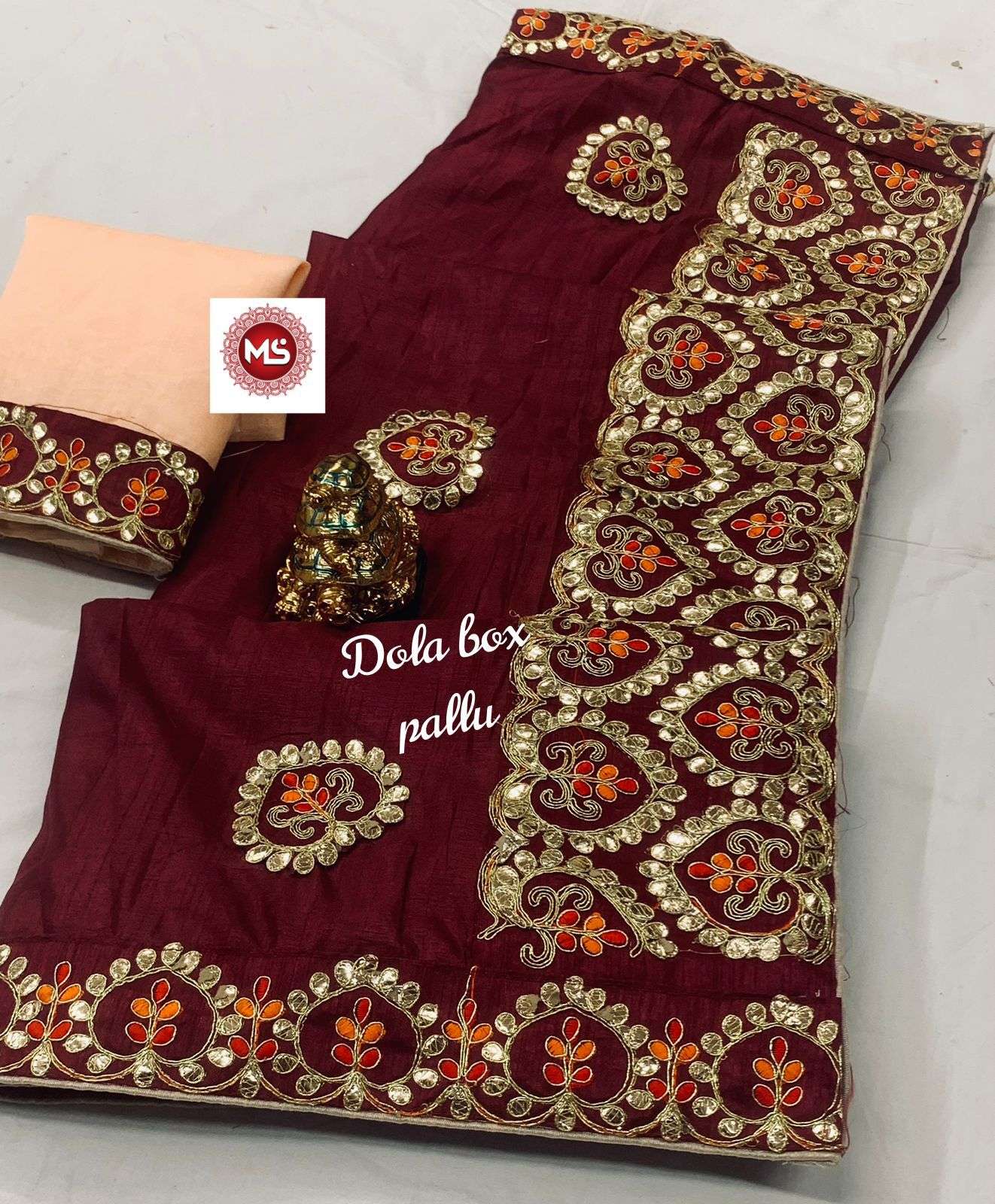 ms gotta leaf vol 3 designer heavy dola silk saree 