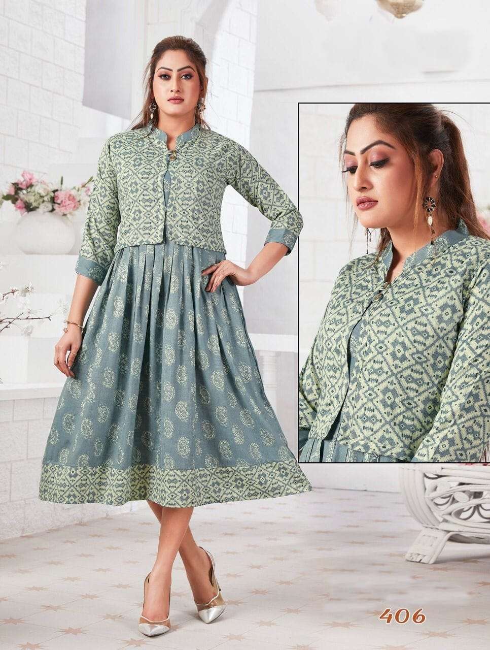 New launch designer rayon heavy capsule print kurti 