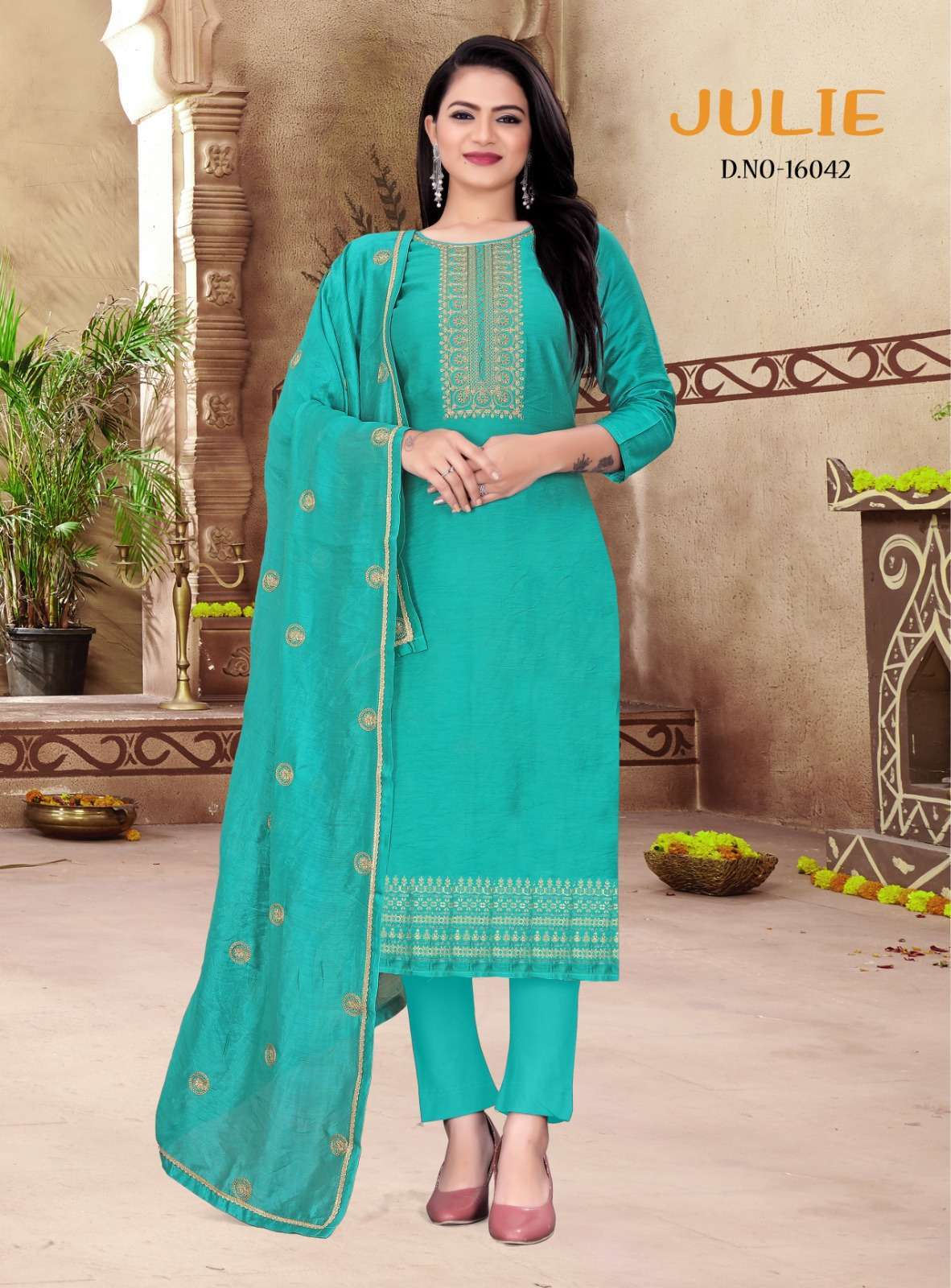 panch ratna julie series 16041-16046 Muslin Silk suit