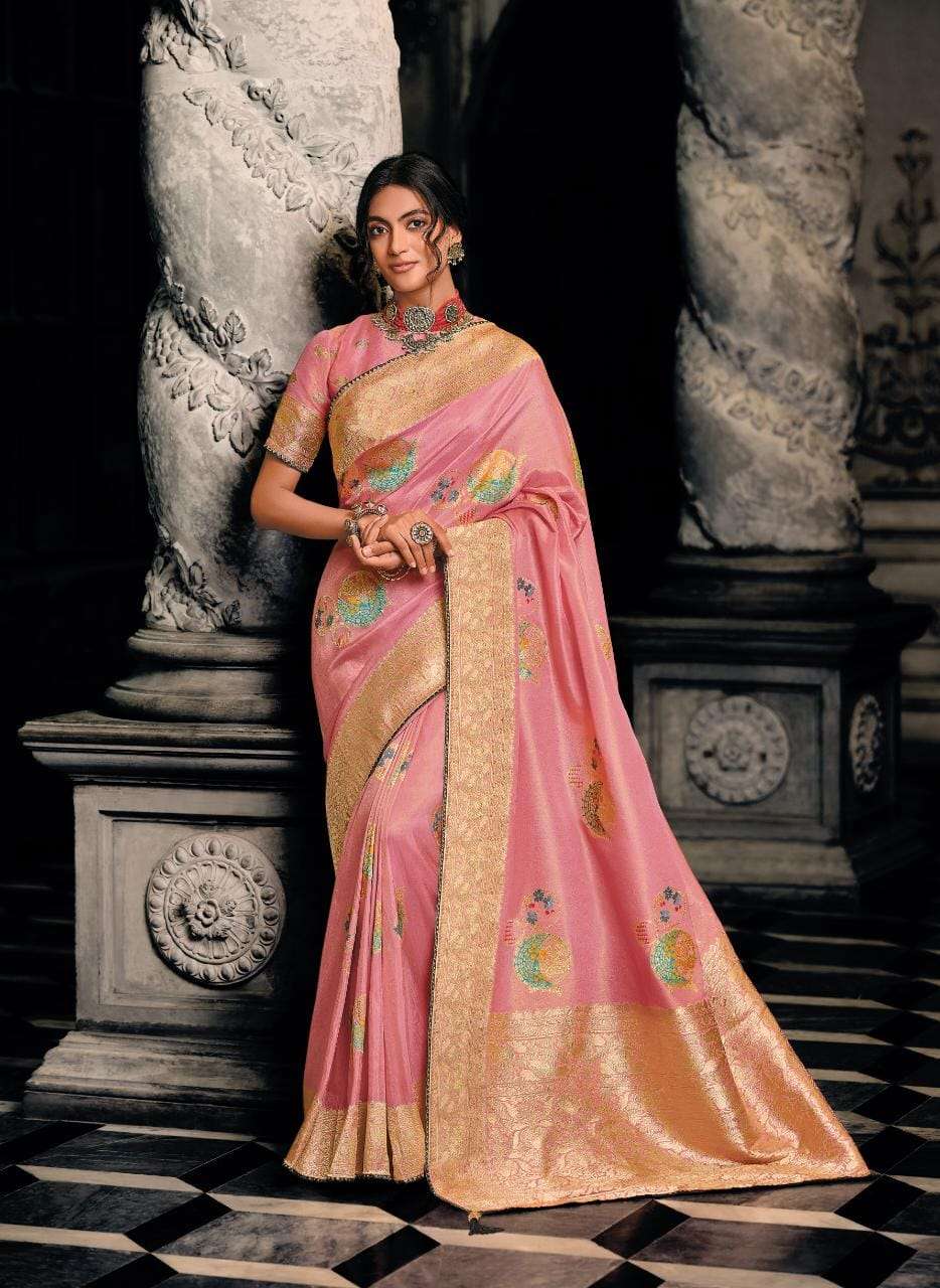 pankh tantra designer pure tissue with mina weaving saree 