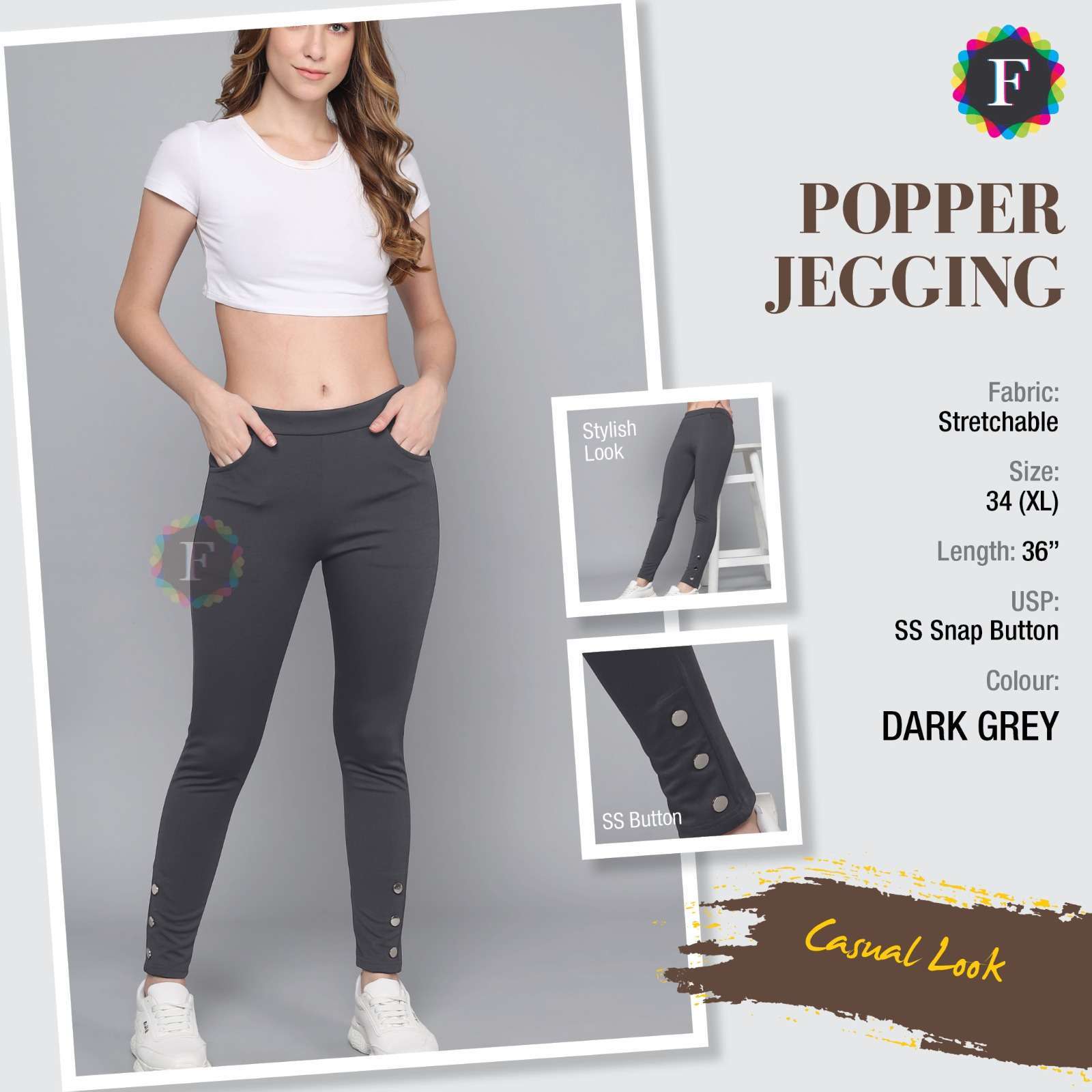 popper jegging stretchable button in bottom wear