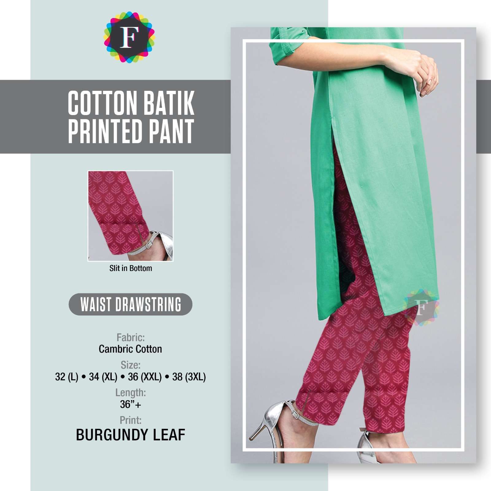 pr cotton batik pant cambric cotton Waist Drawstring