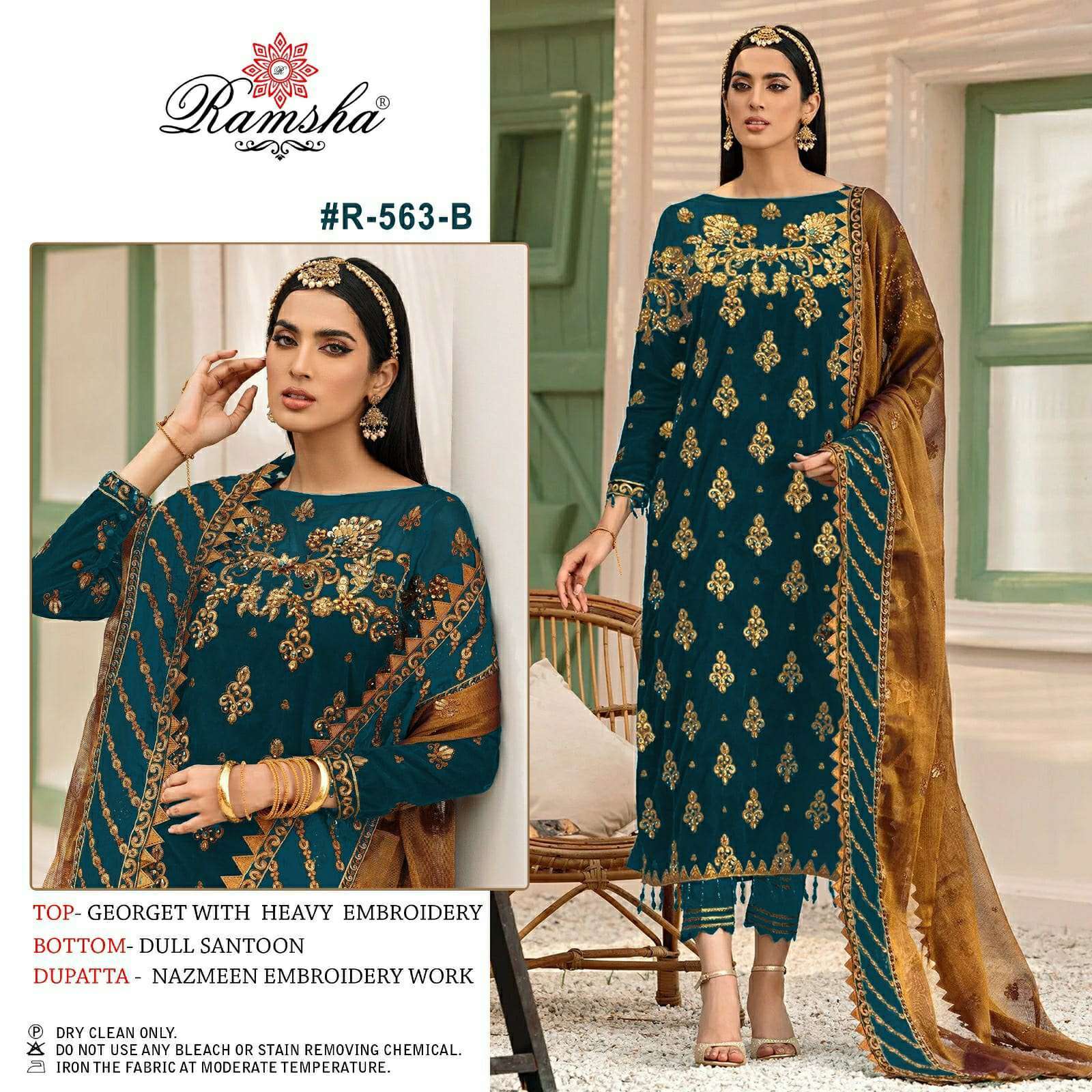 ramsha R-563 georgette heavy emboridery suit 