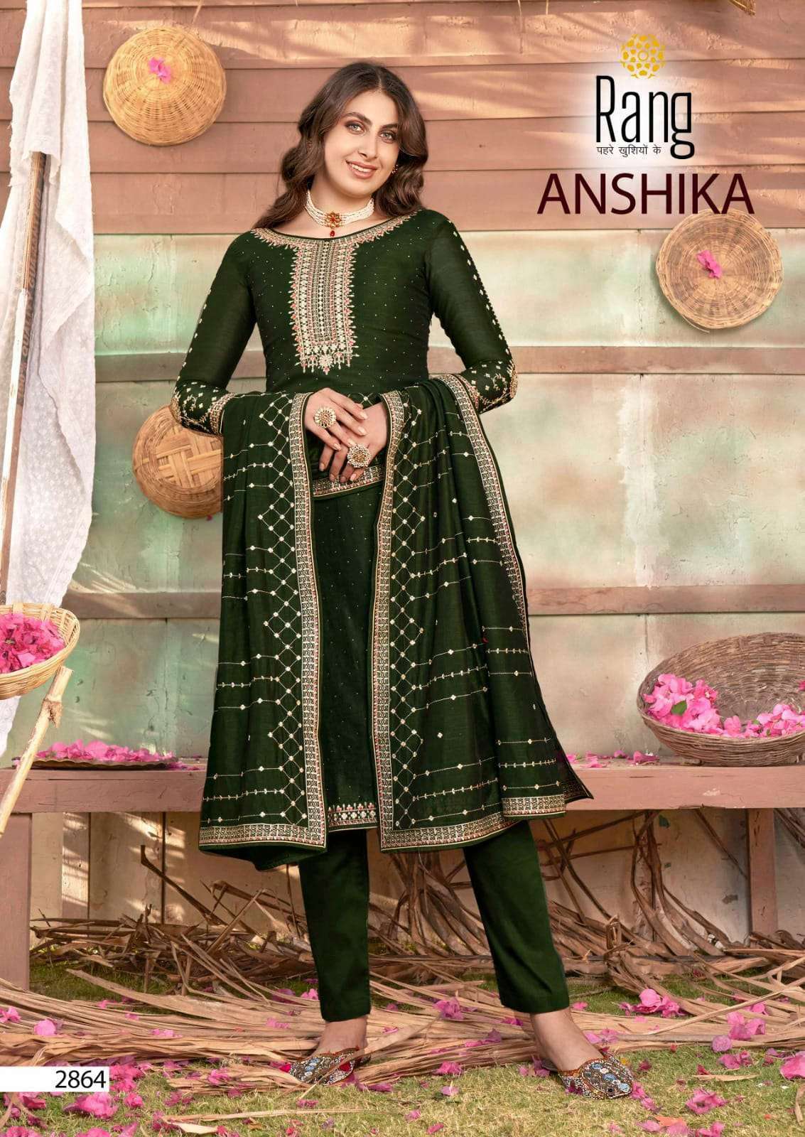 rang anshika series 2861-2864 pure vichitra silk suit 