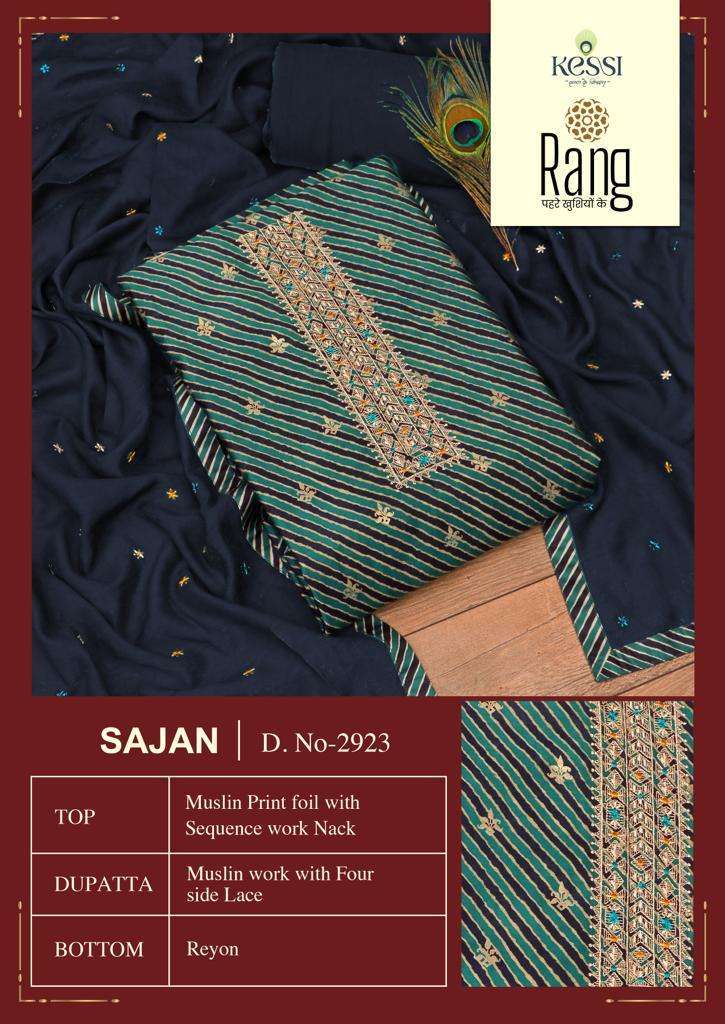 rang sajan series 2921-2924 muslin print work suit 