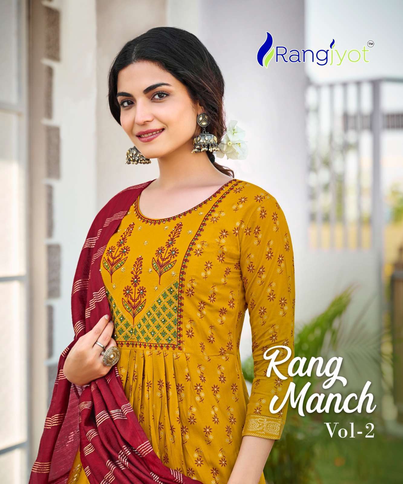 rangjyot rang manch vol 2 series 1001-1008 Heavy Rayon 14 Kg readymade suit