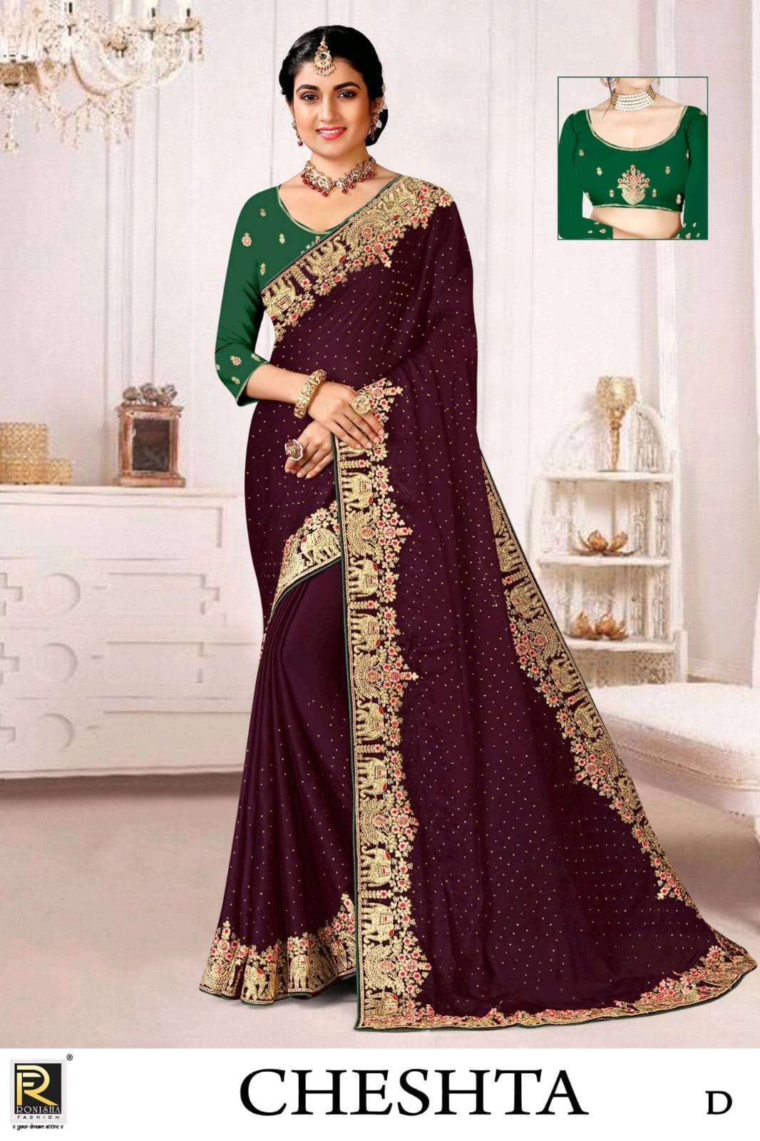 ranjna saree Cheshta satin embroidery saree