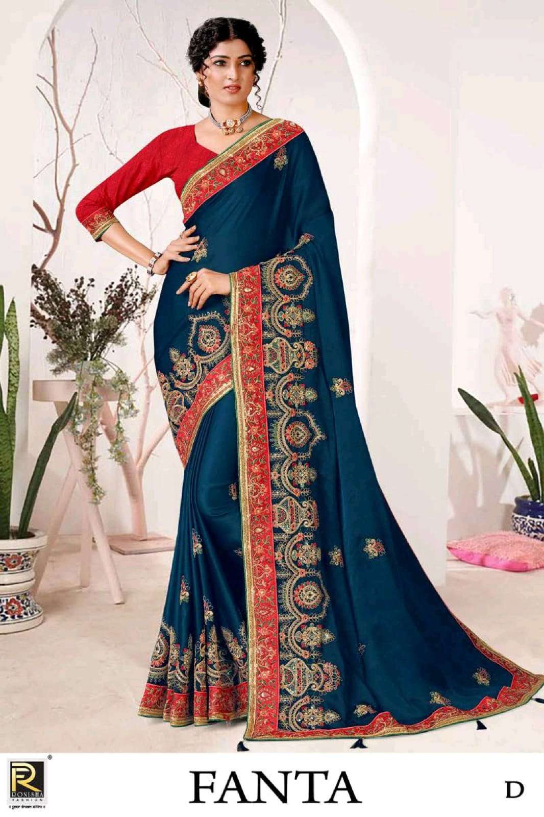 ranjna saree Fanta satin embroidery saree