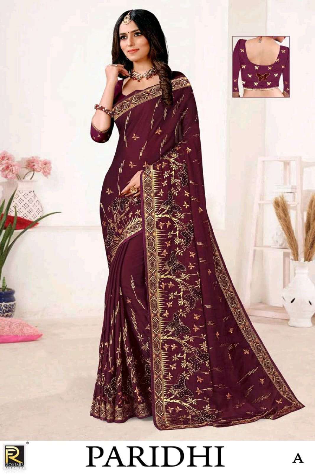 ranjna saree Paridhi satin embroidery saree