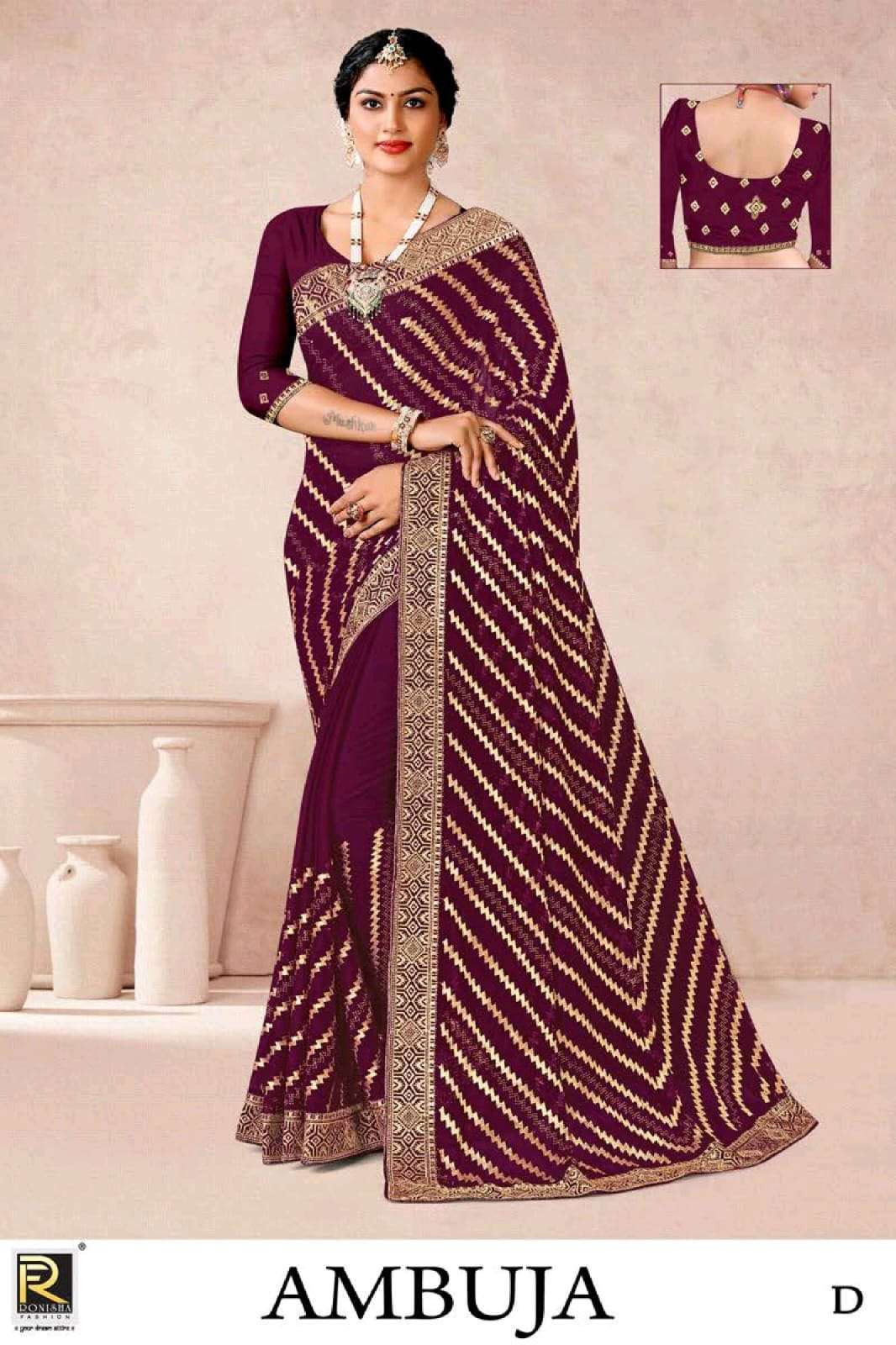 Ronisha ambuja chiffon embroidery saree