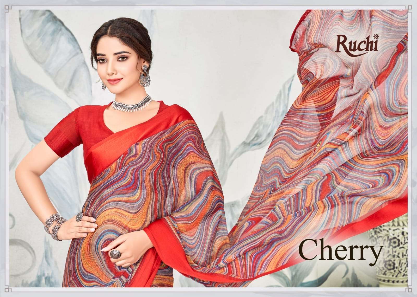 ruchi cherry vol 33 series 22702-22703 Chiffon Sartin saree