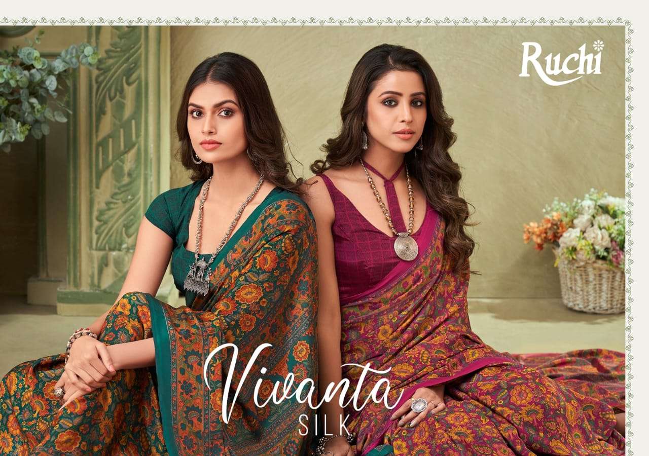 ruchi vivanta silk designer silk crape sarees