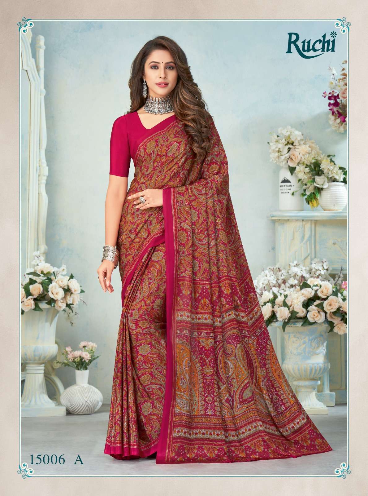 ruchi vivanta silk hits 12 series 15001-15009 silk crape saree