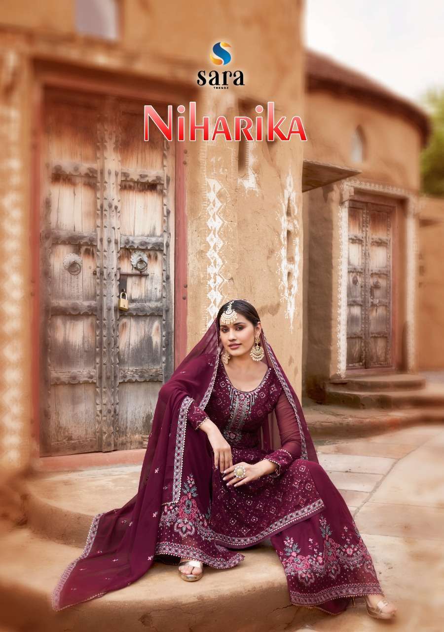 sara trendz niharika series 3551-3554 heavy georgette suit 