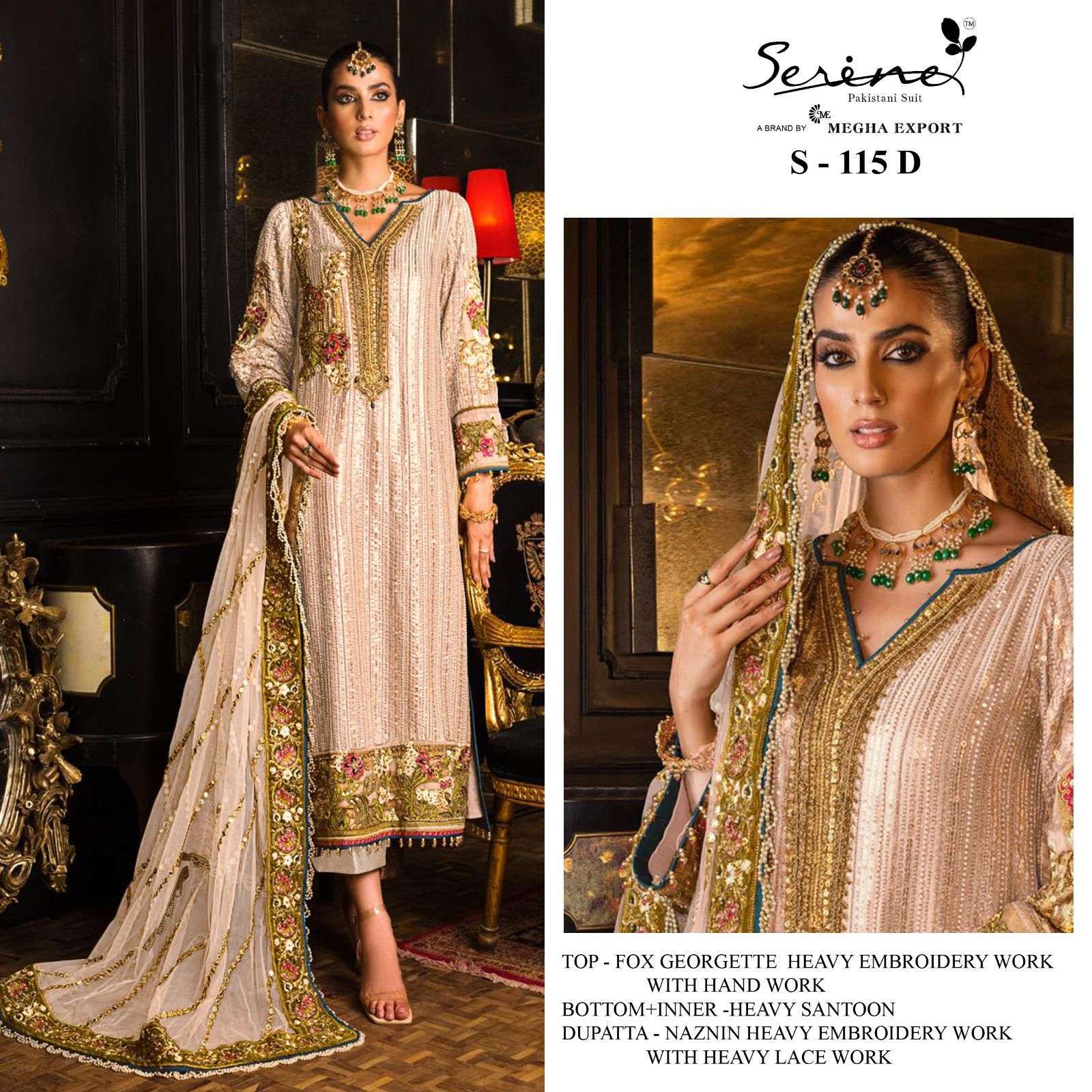 serine s 115 faux georgette embroidered suit 