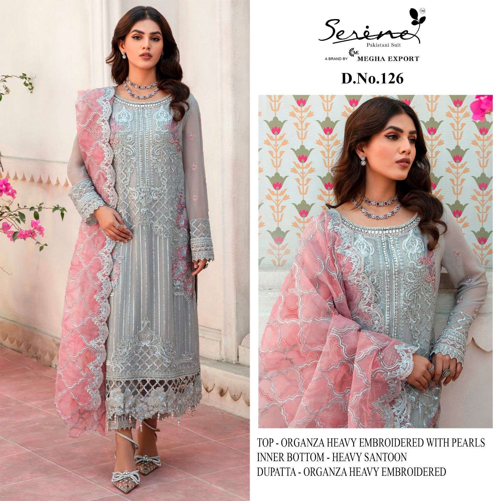 serine s 126 organza embroidered pakistani suit 