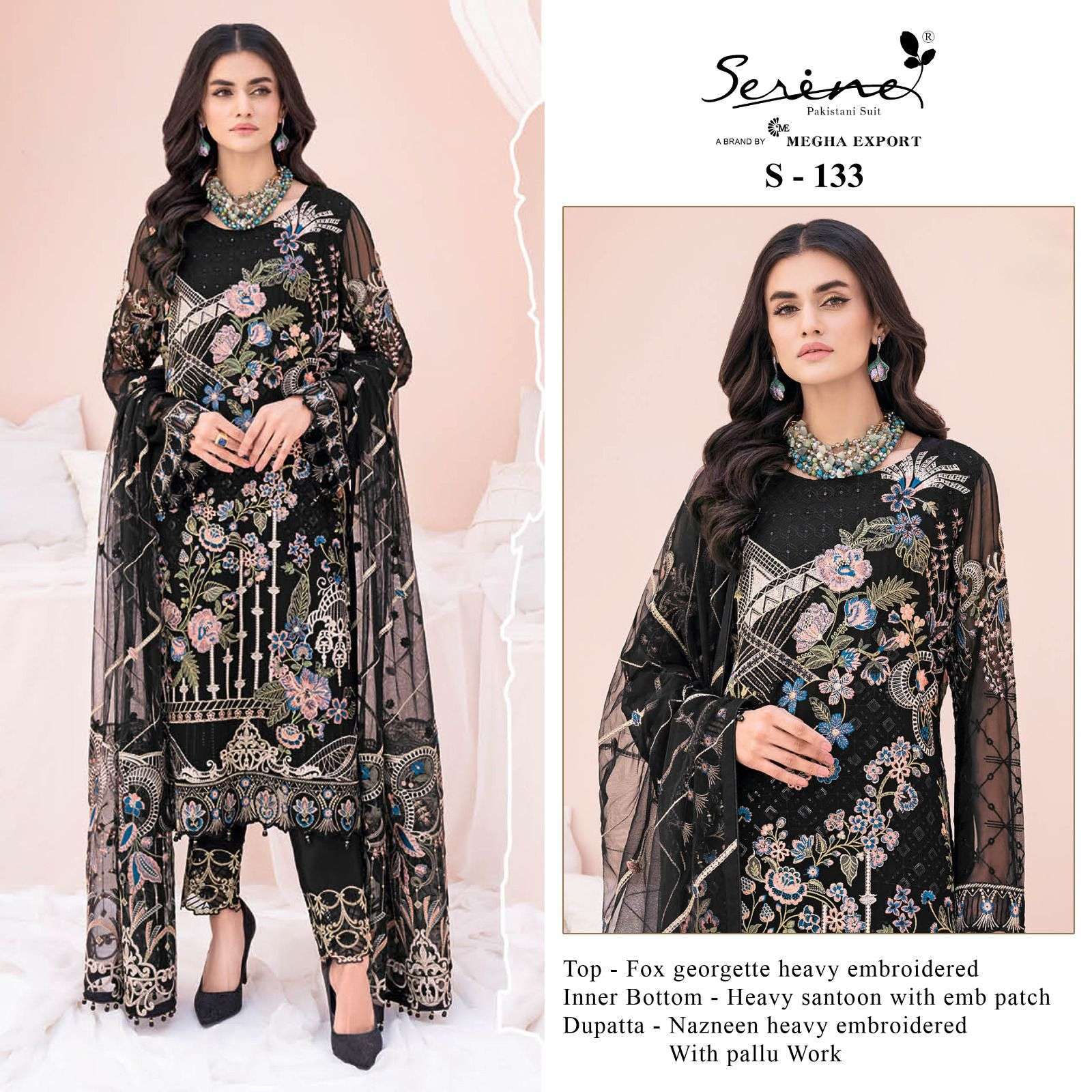 serine s 133 faux georgette embroidered suit 
