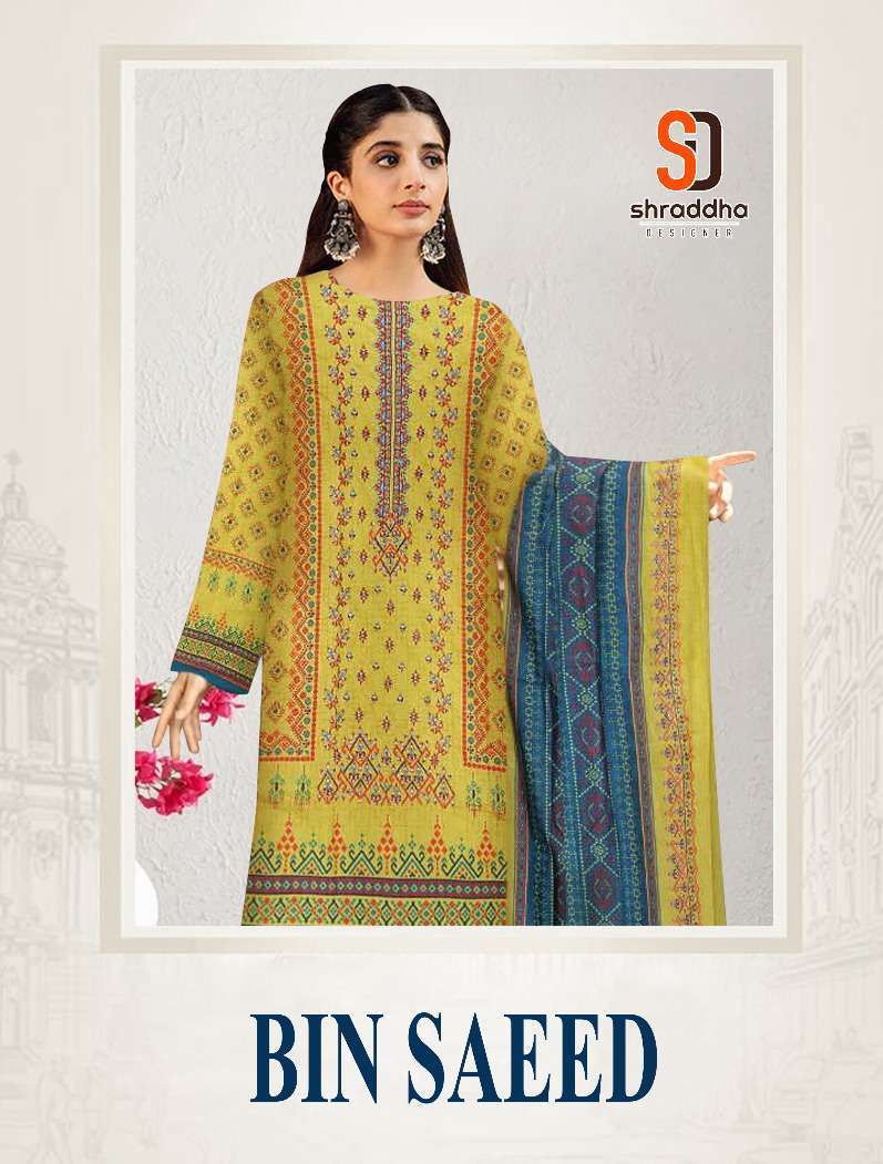shraddha bin saeed vol 1 series 1001-1003 lawn cotton suit 