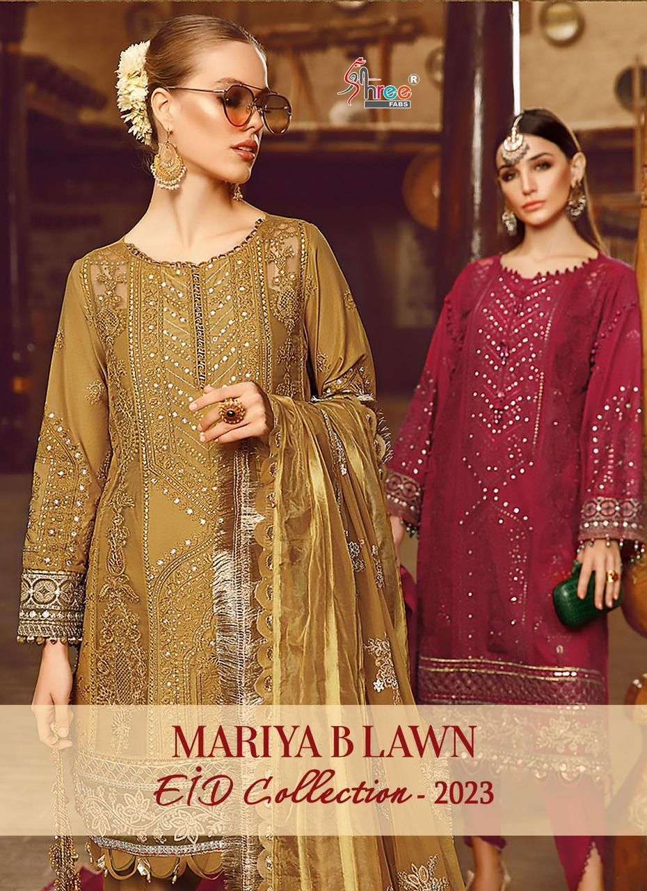 shree fab mariya b lawn eid collection 2023 series 3020-3027 lawn cotton suit