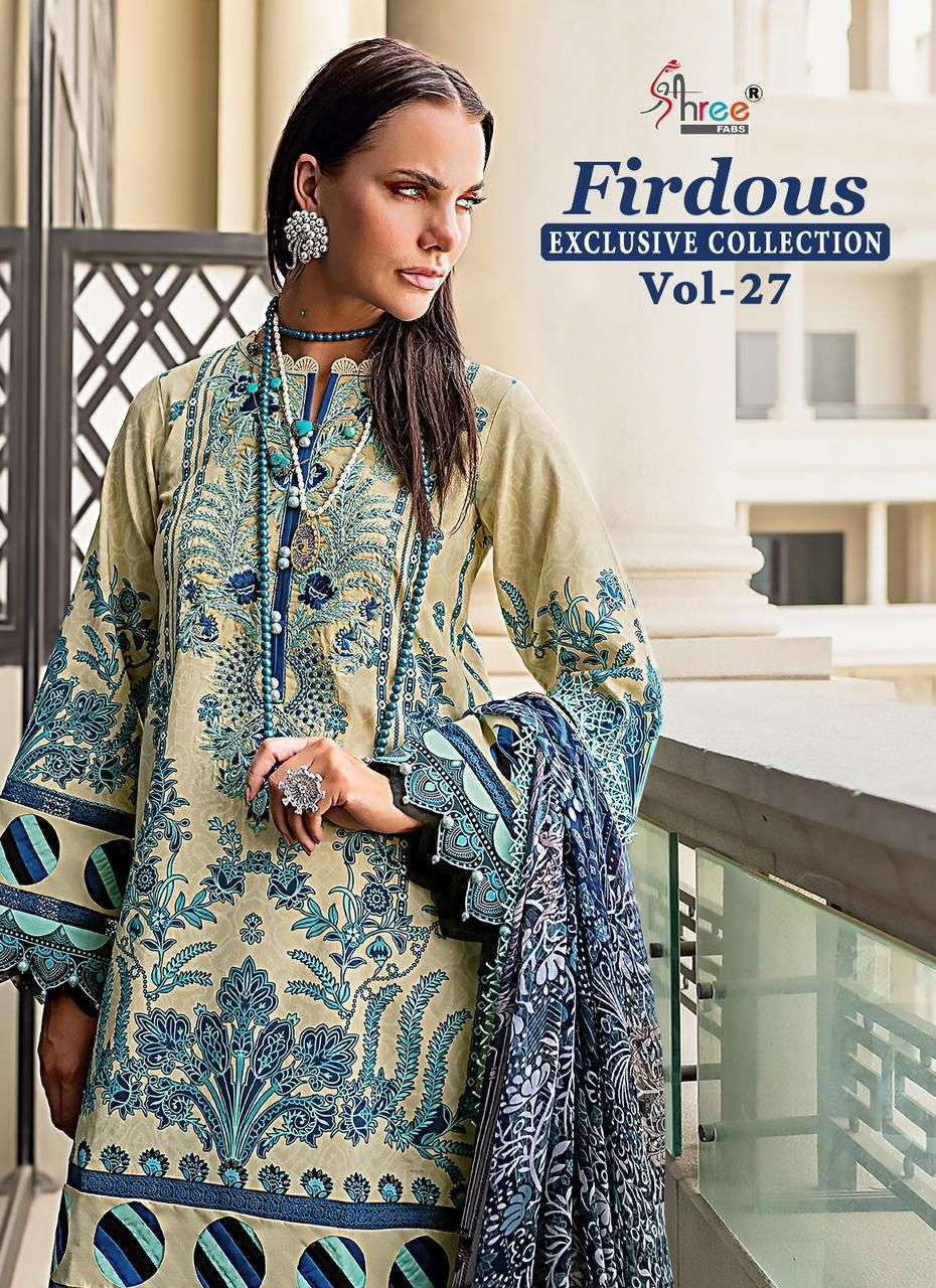 shree fabs firdous exclusive collection vol 27 series 3008-3015 pure cotton suit