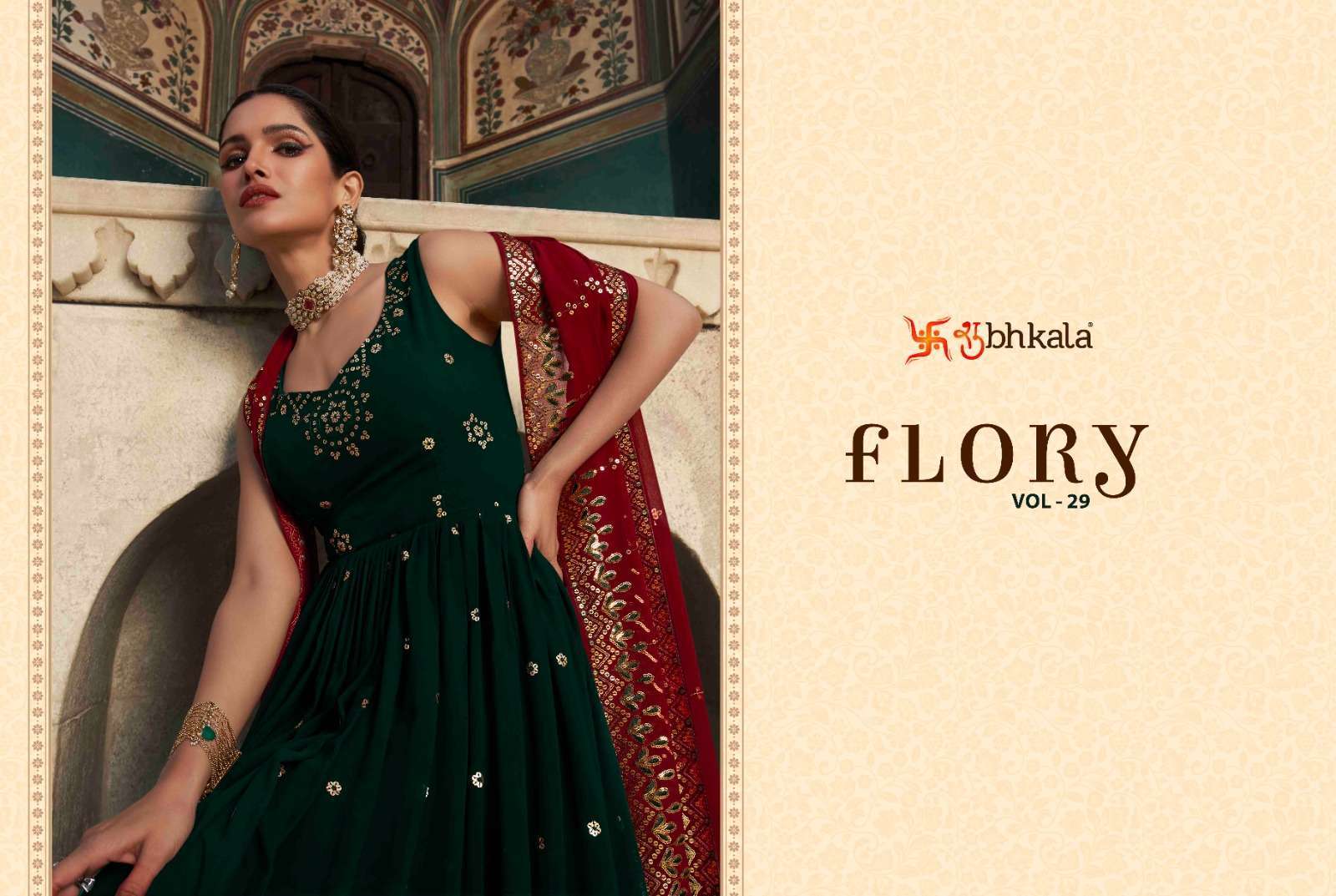 shubhkala Flory Vol 29 series 4851-4857 georgette gown with dupatta