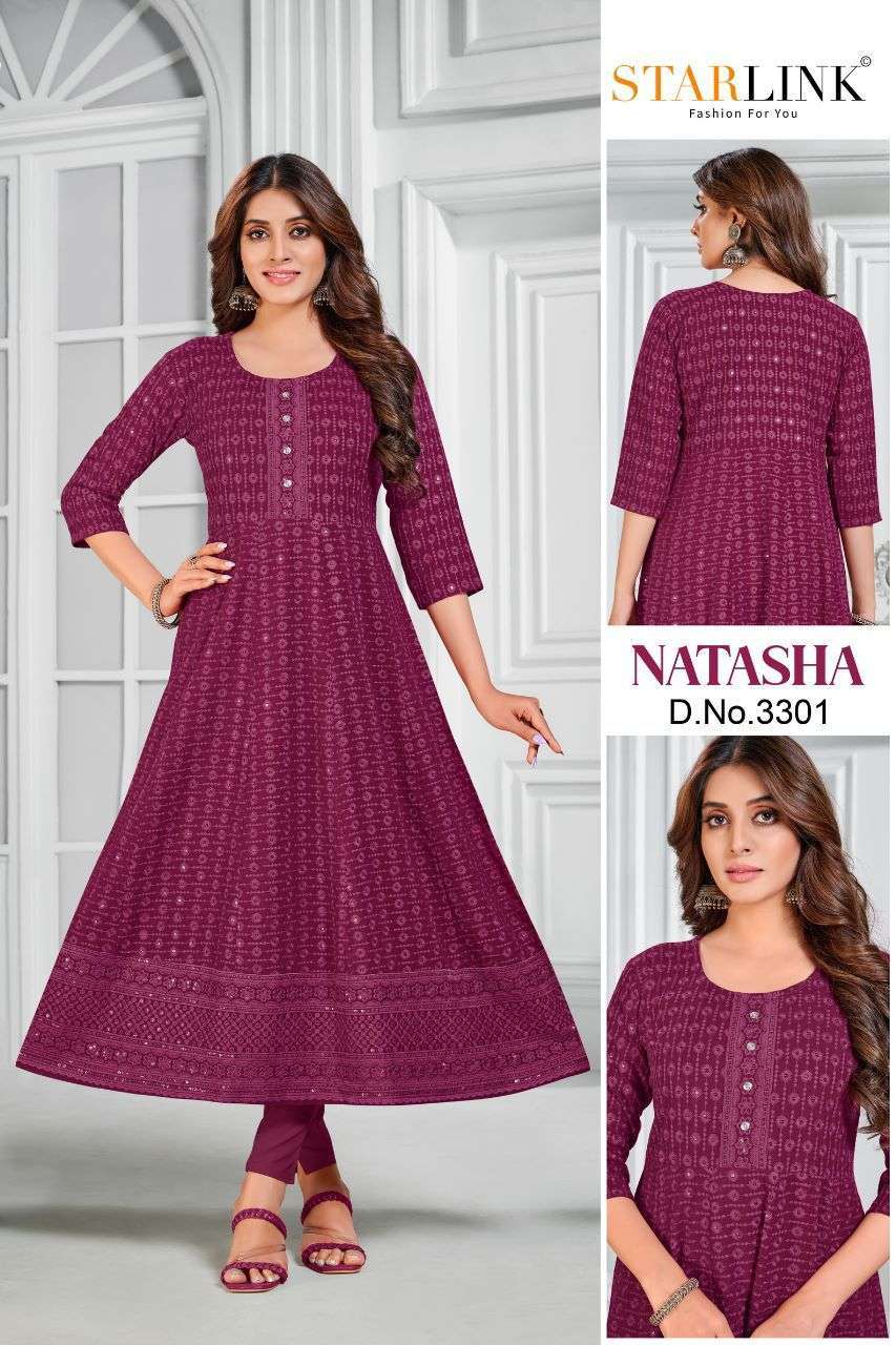 starlink natasha series 3301-3314 rayon kurti 